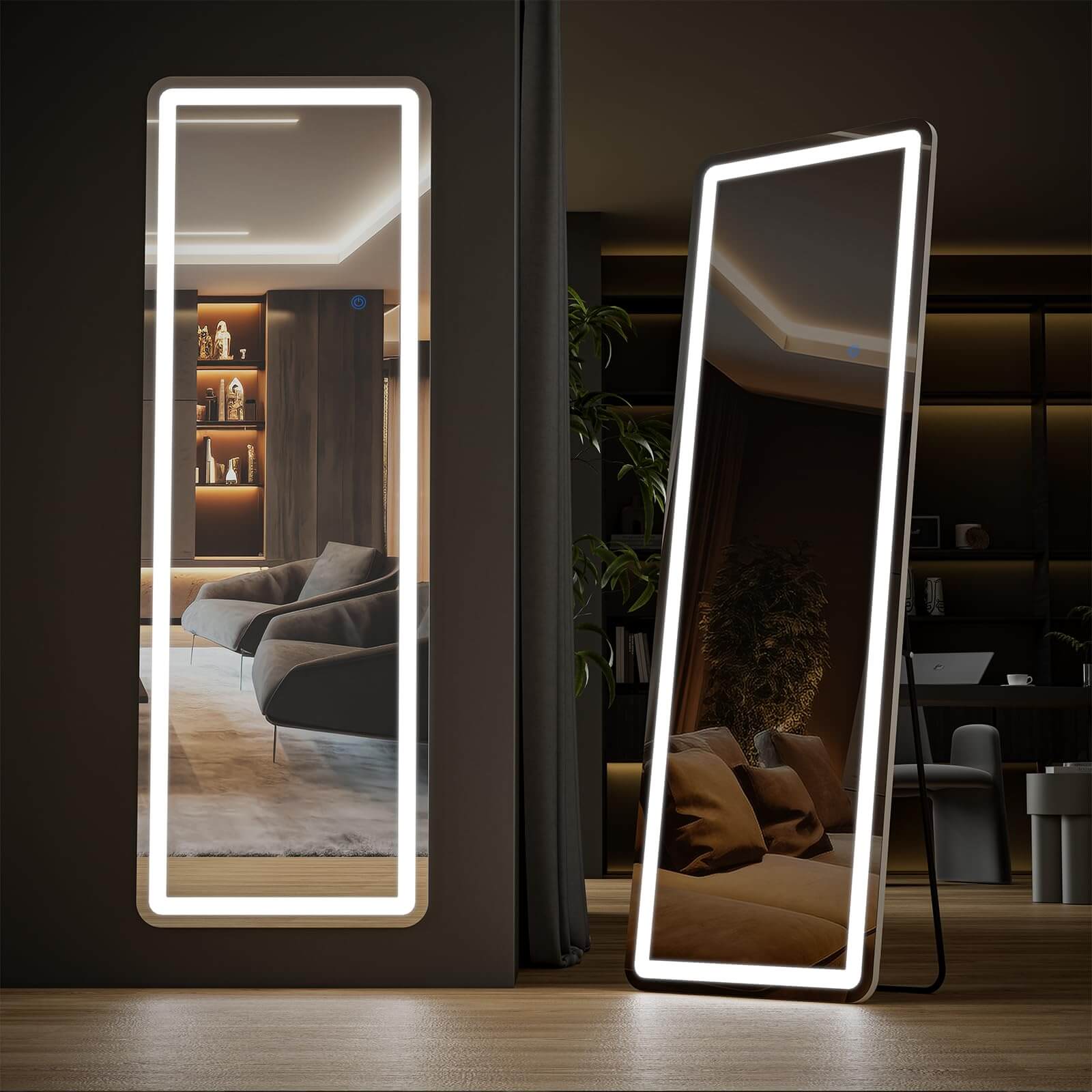 59” x 16” Full Length Mirror, Floor Mirror Full Body Mirror, Standing  Leaning Mirror, Wall Mounted Hanging Mirror with Stand Aluminum Alloy Thin  Frame