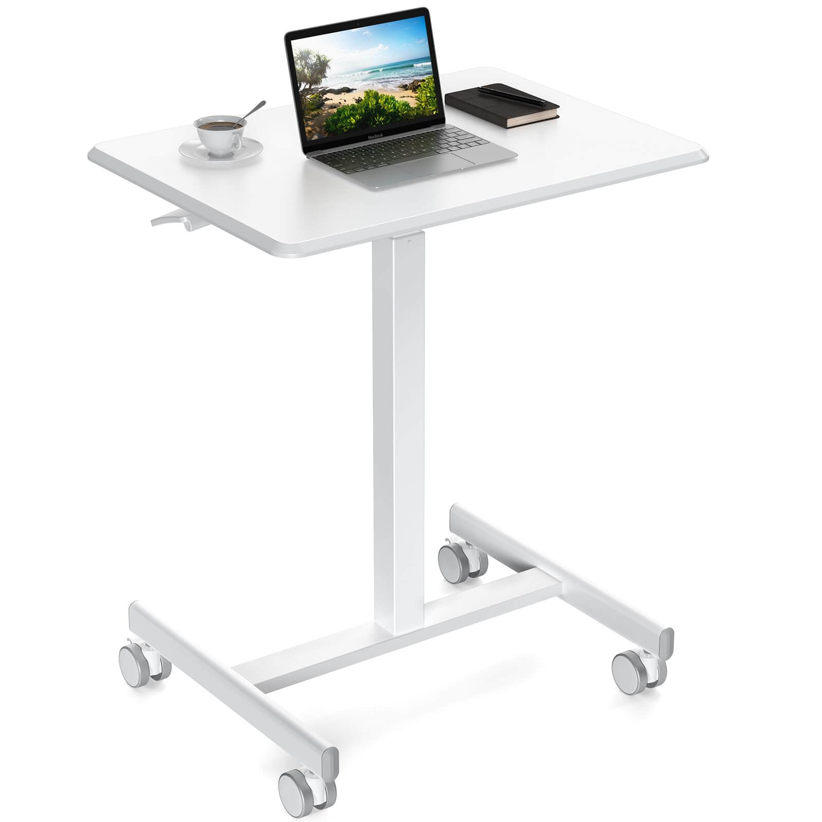 White computer deals desk on wheels