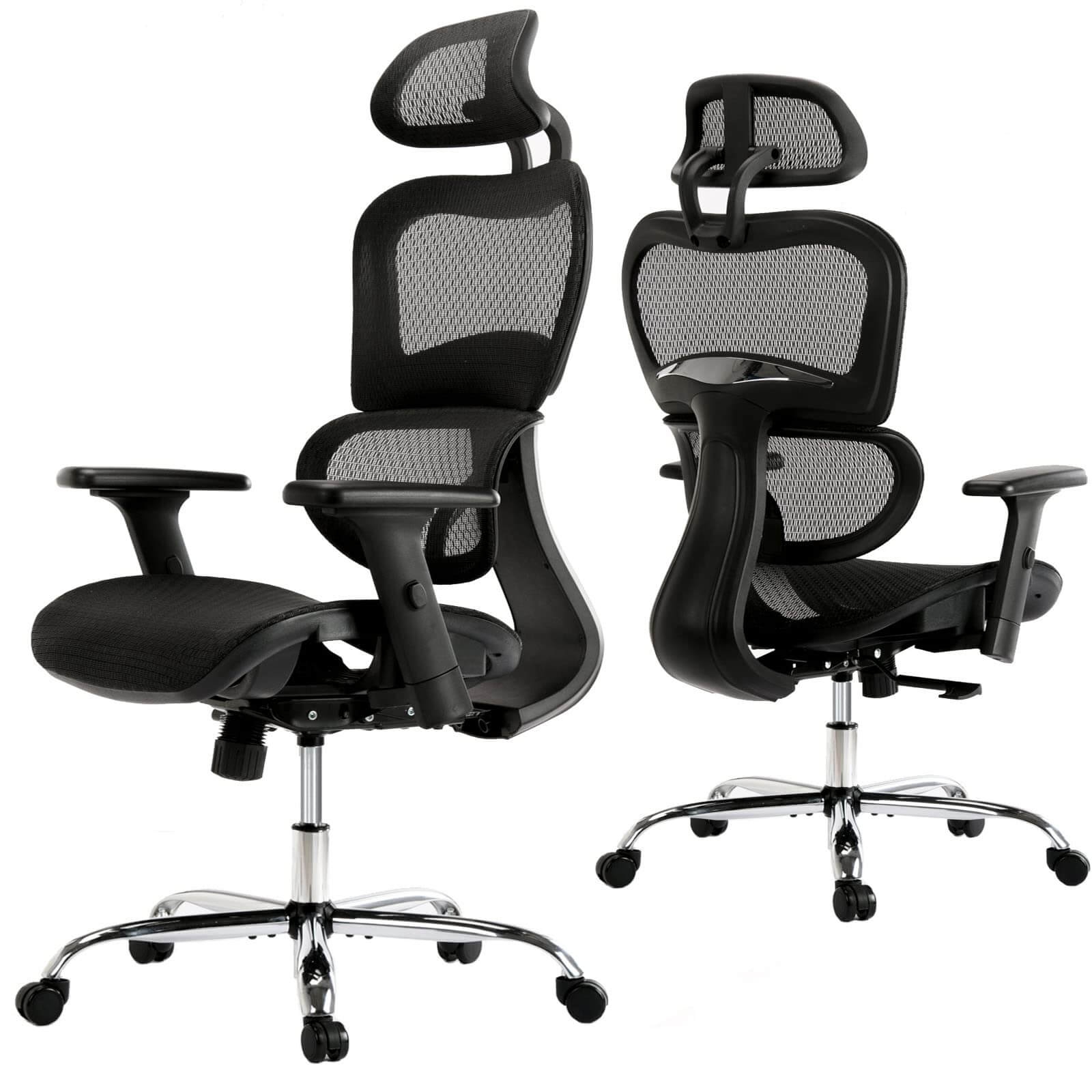 Ergonomic Office Chair, Headrest, Adjustable Lumbar Support, High Back  Armrests
