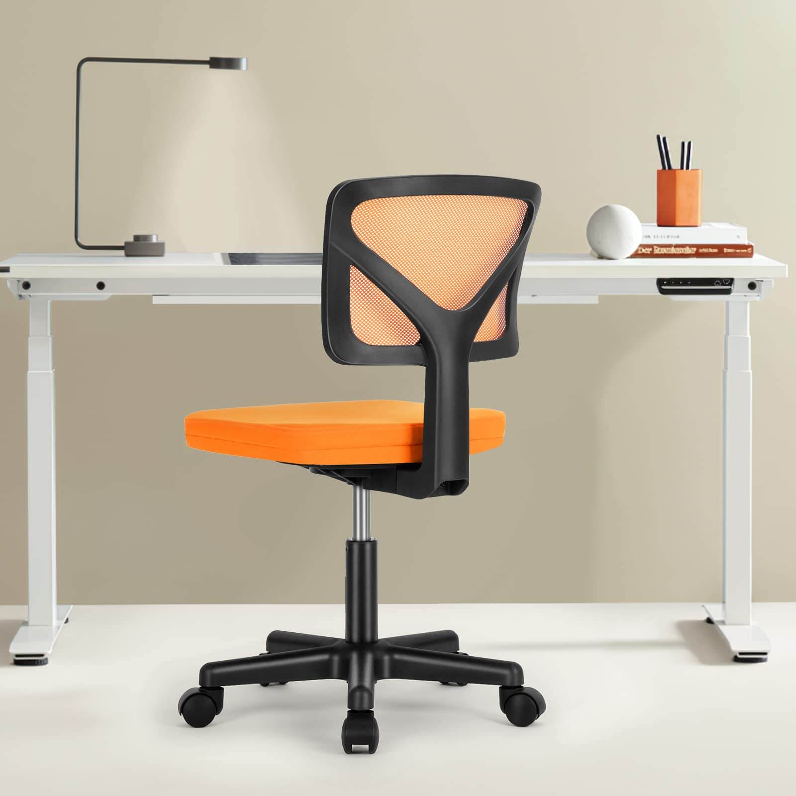 Black office chair no arms hot sale