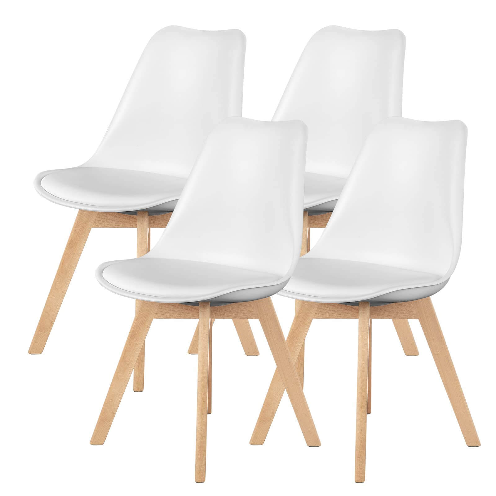 White leather dining online chairs with wooden legs