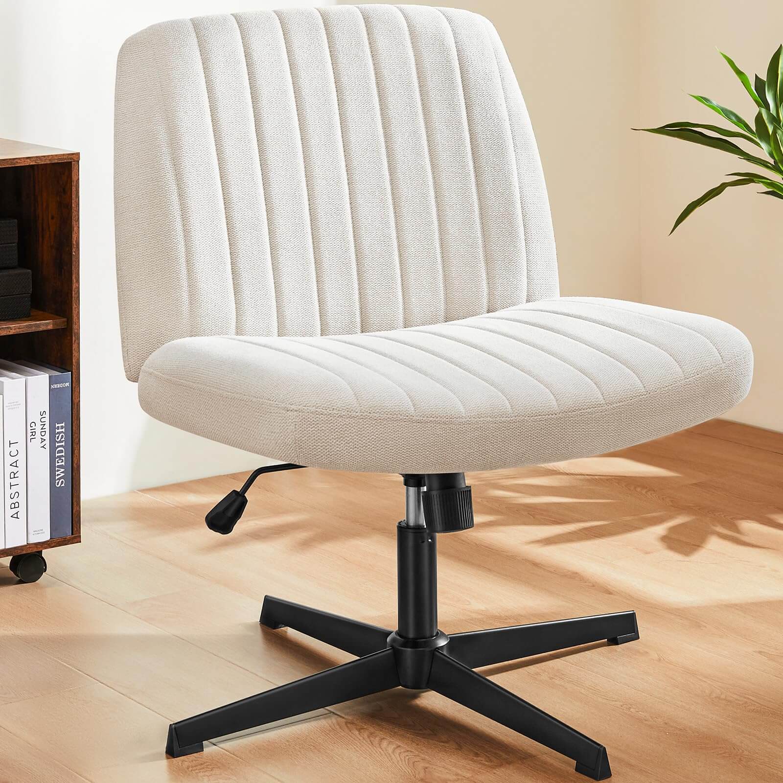SWEETCRISPY Cross-Legged Chair,No Wheels Armless Swivel Home Office Ch