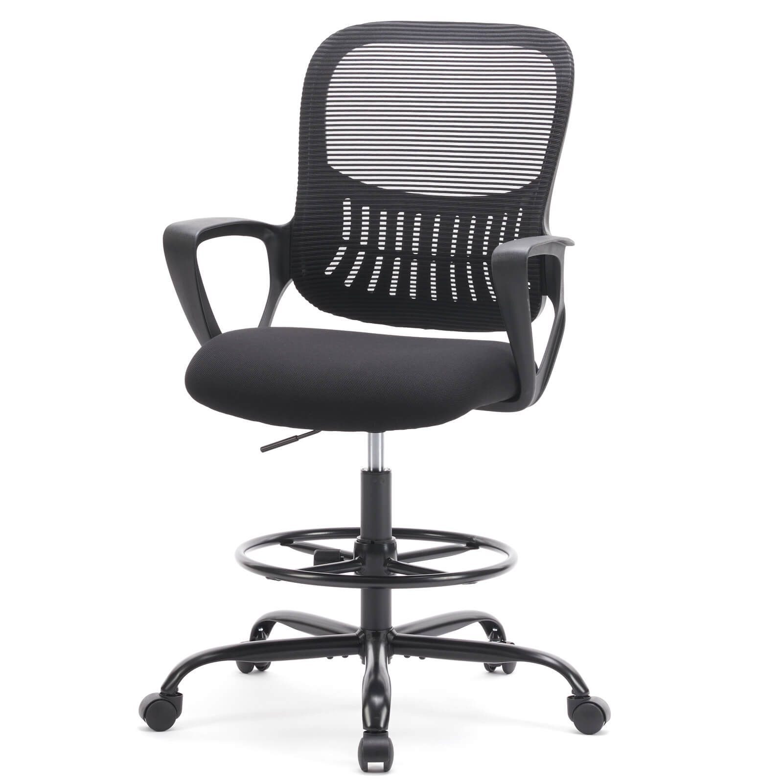 带可调节脚环的站立式办公桌高脚办公椅，柜台高度办公椅