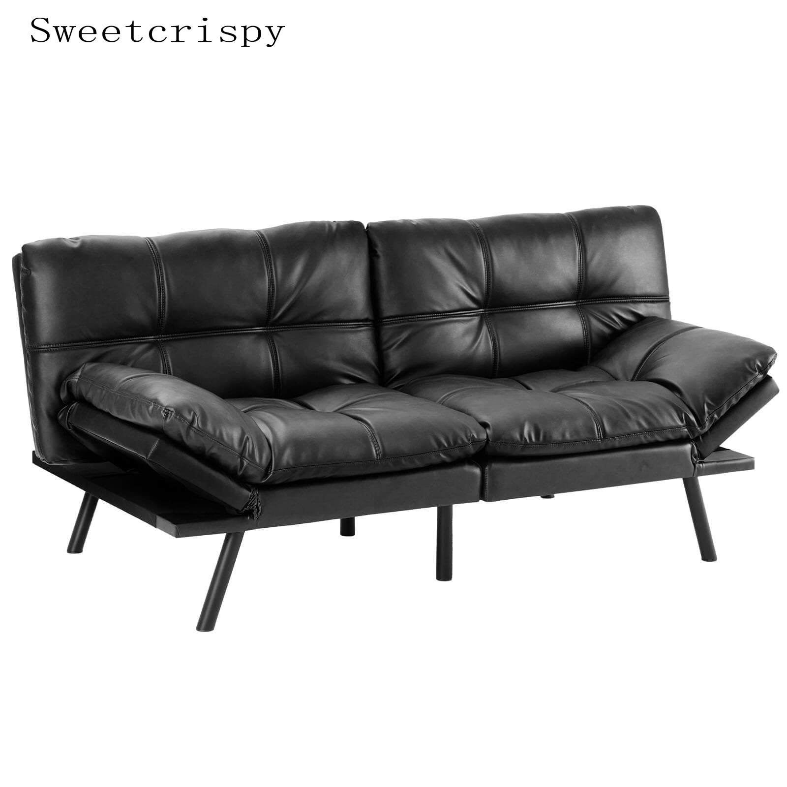Sweetcrispy Futon Sofa Bed Sofá Cama para Sala Futon Couch Bed Sofas  Sleeper, Modern Convertible Faux Leather Futon for Living Room, Small  Loveseat
