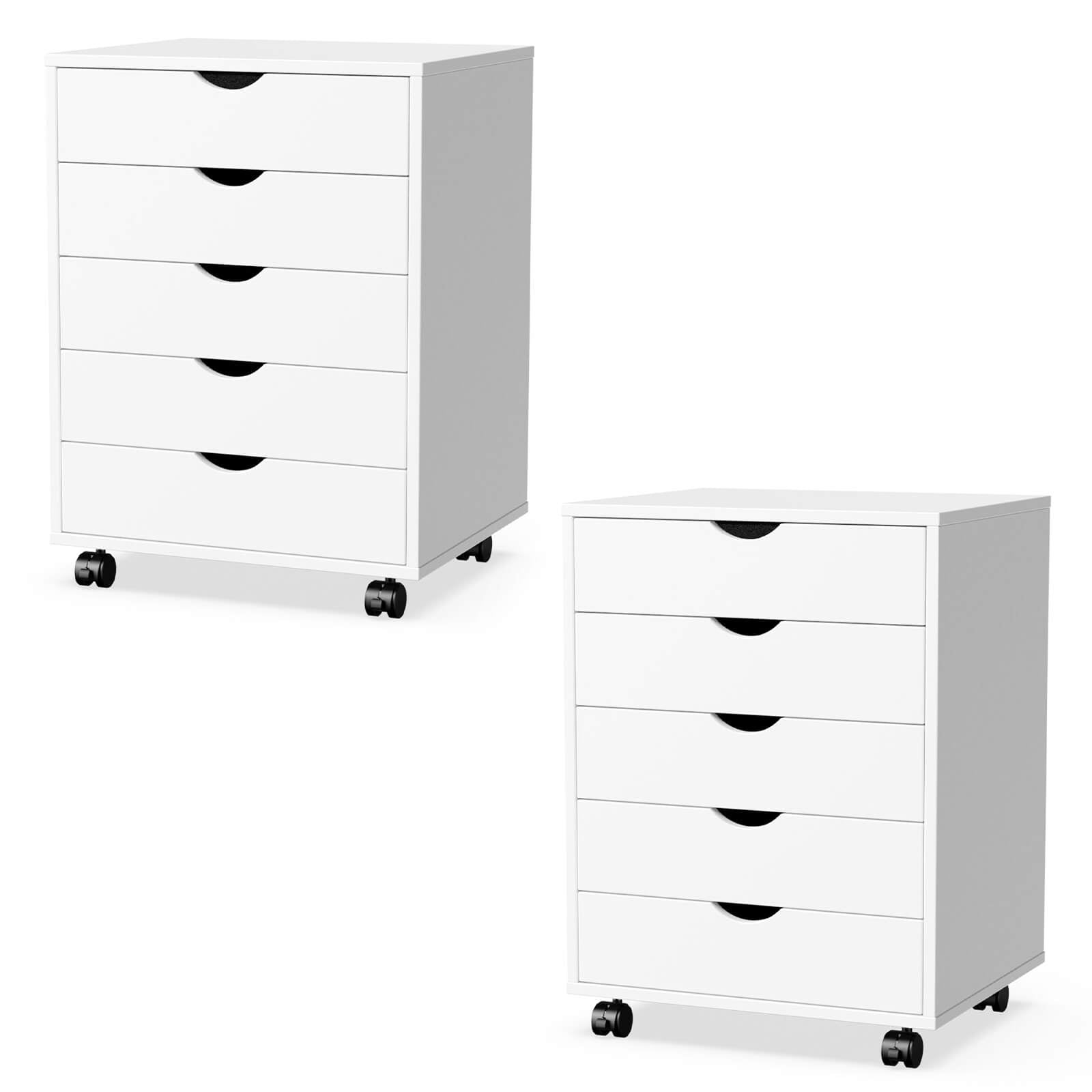 5 Drawer Chest of Drawers, Wooden Dresser, Removable Storage Cabinet, Can be placed under Desk, Suitable for Home, Office