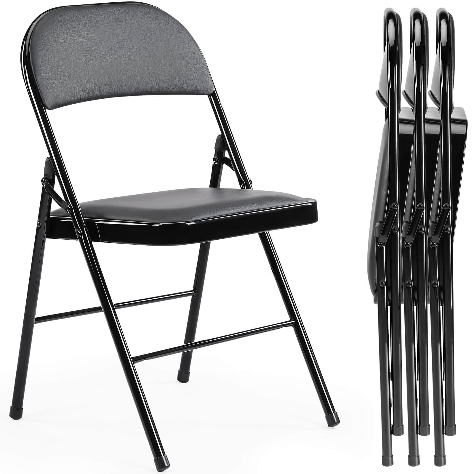 Genuine Leather Folding Chair - Soft and comfortable, easy to carry and store, suitable for events, weddings, parties, home, office