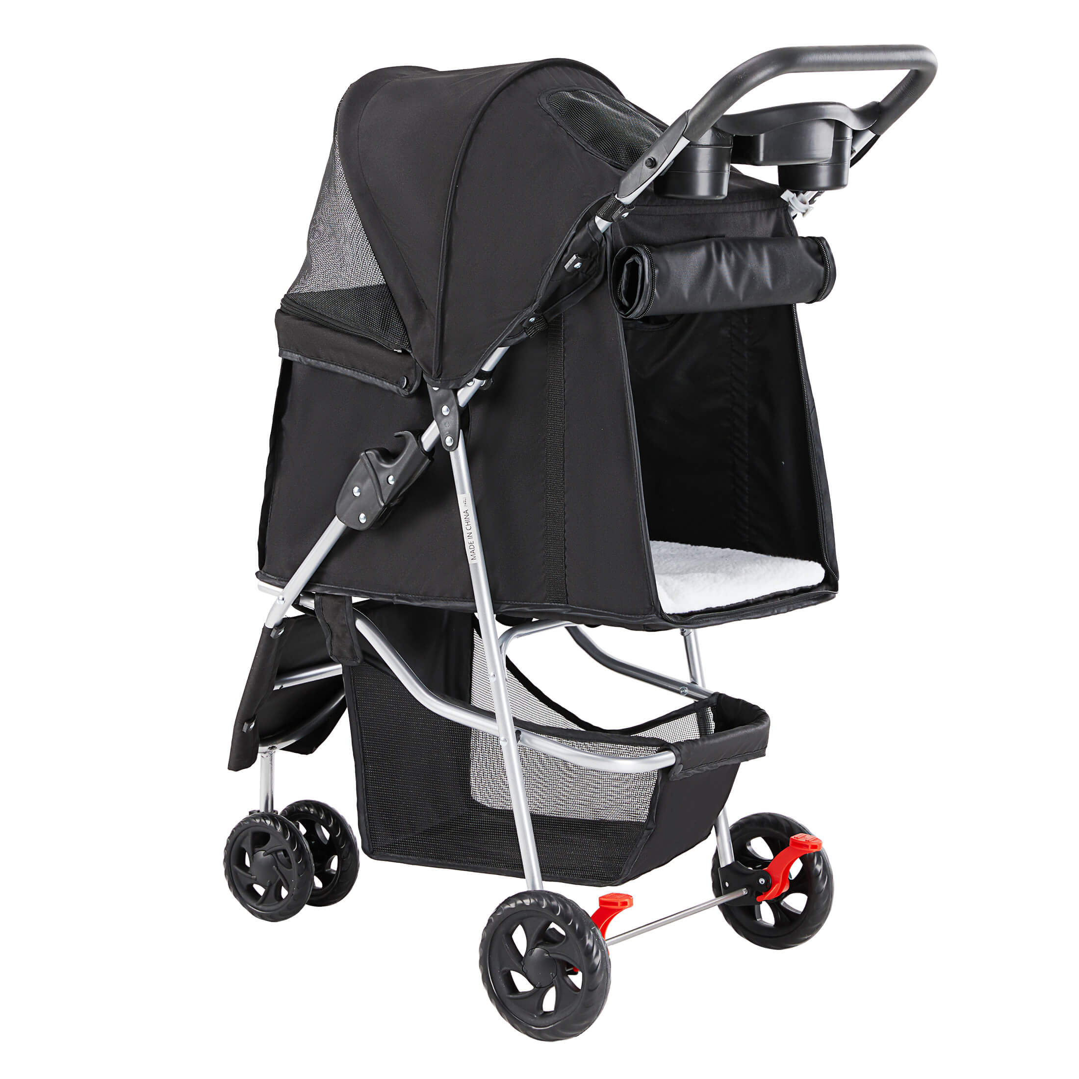 3-Wheel Foldable and Waterproof Pet Stroller - Jogger Stroller for Small and Medium Dogs and Cats with Cup Holder and Removable Liner