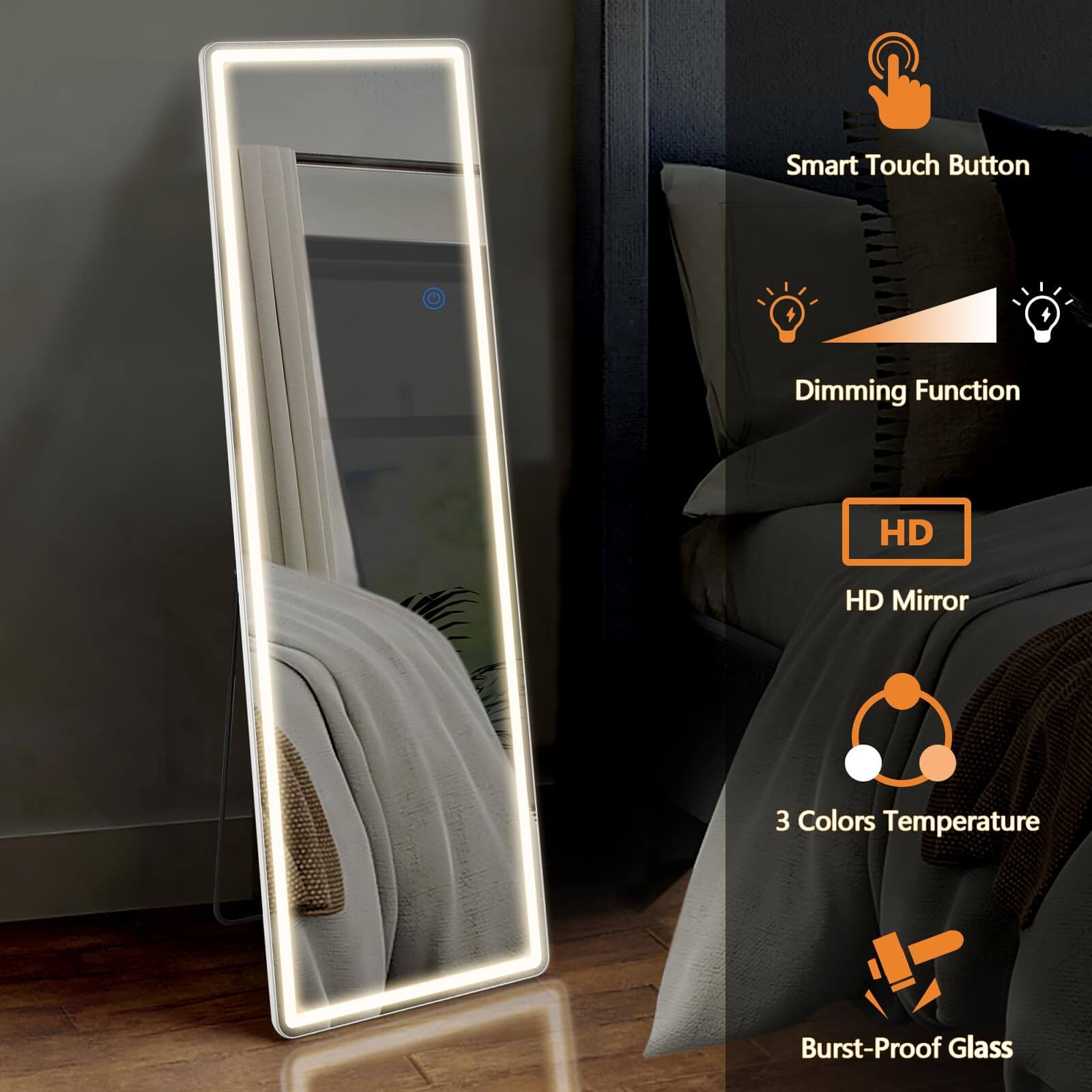 3 Color Lighting Mirror with LED Lights 64