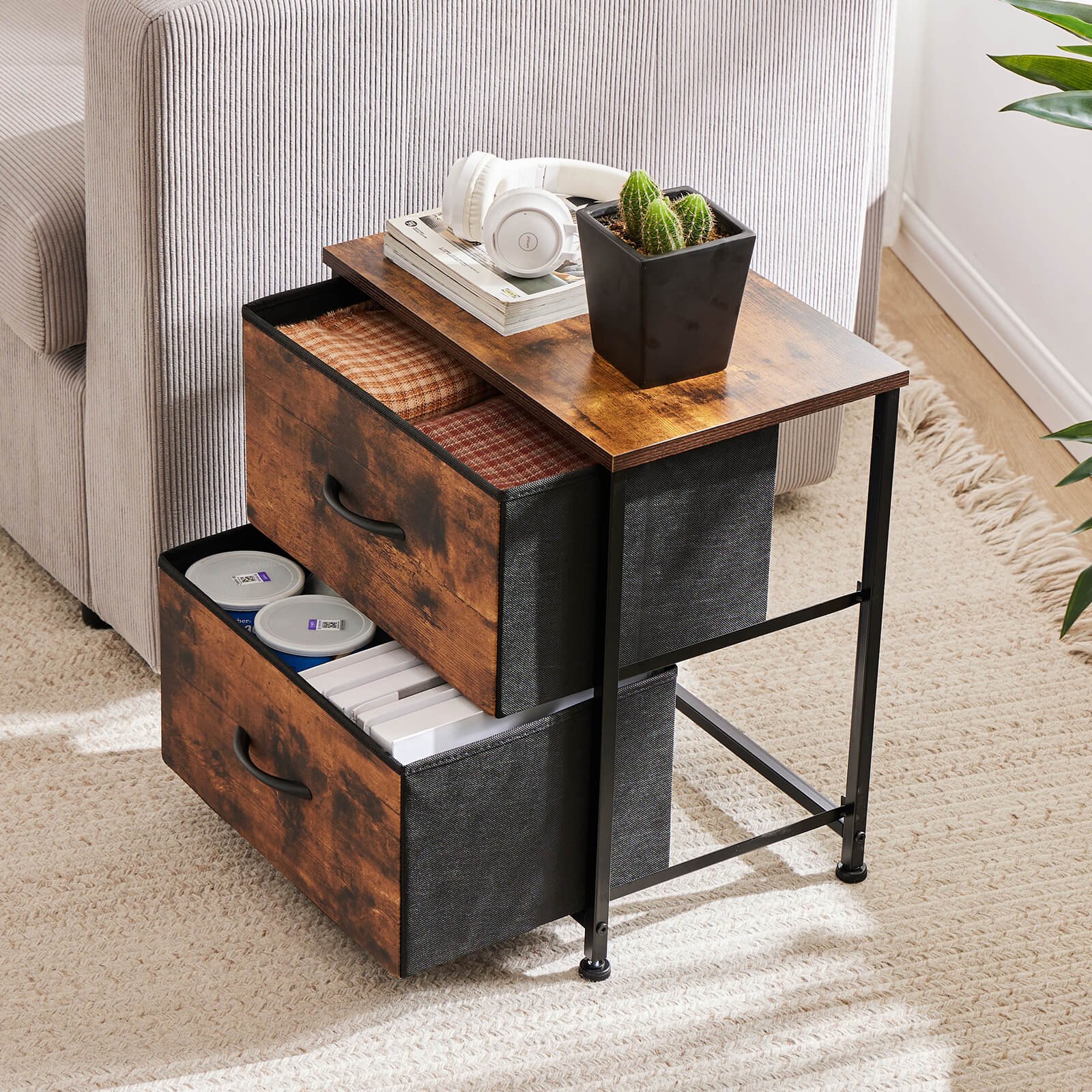 2 Piece Nightstand Set - 2 Storage Drawers, Bedside Furniture End Table, Suitable for Living Room, Bedroom, Closet
