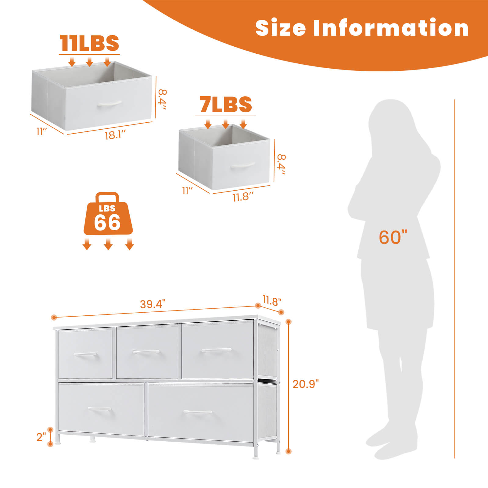 38 in 5 Drawers Dresser Chest of Drawers,Metal Frame and Wood Top