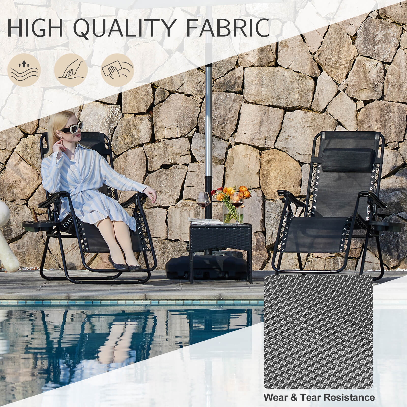 Zero Gravity Chairs - Set of 2 portable recliners with adjustable steel mesh for beach, camping, patio and lawn.