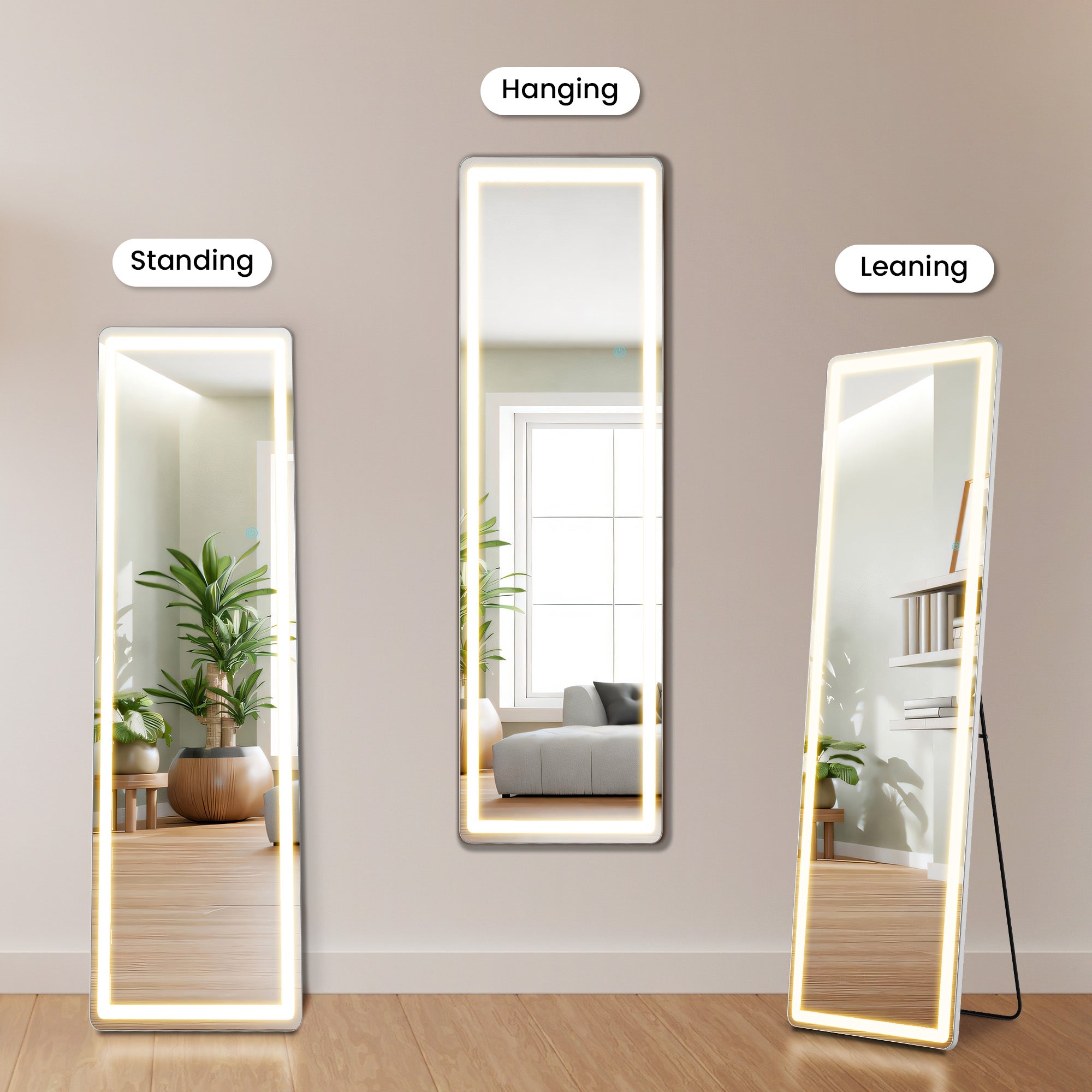 Sweetcrispy Tri-colour LED Illuminated Mirror for Indoors