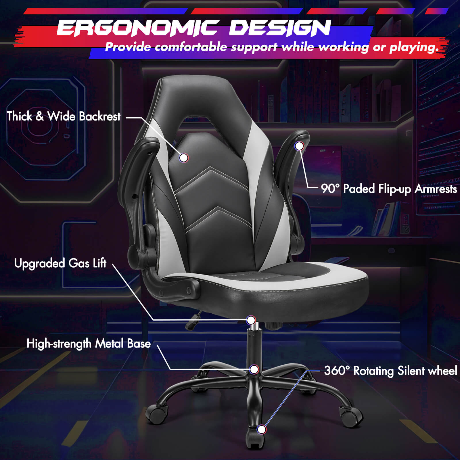 Lumbar Support Gaming Chair Vortex Vortex High Back Ergonomic