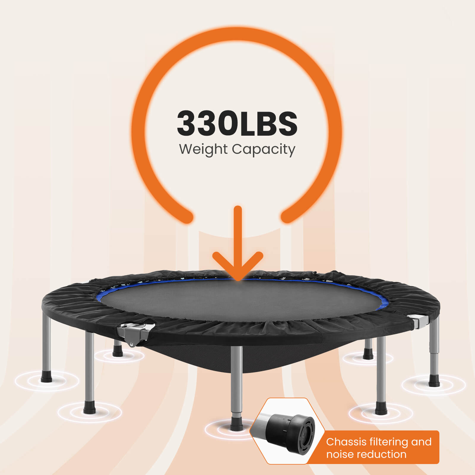 40"/48" Foldable Mini Trampoline for Adults, Rebounder Trampoline for Adults with Adjustable Bar