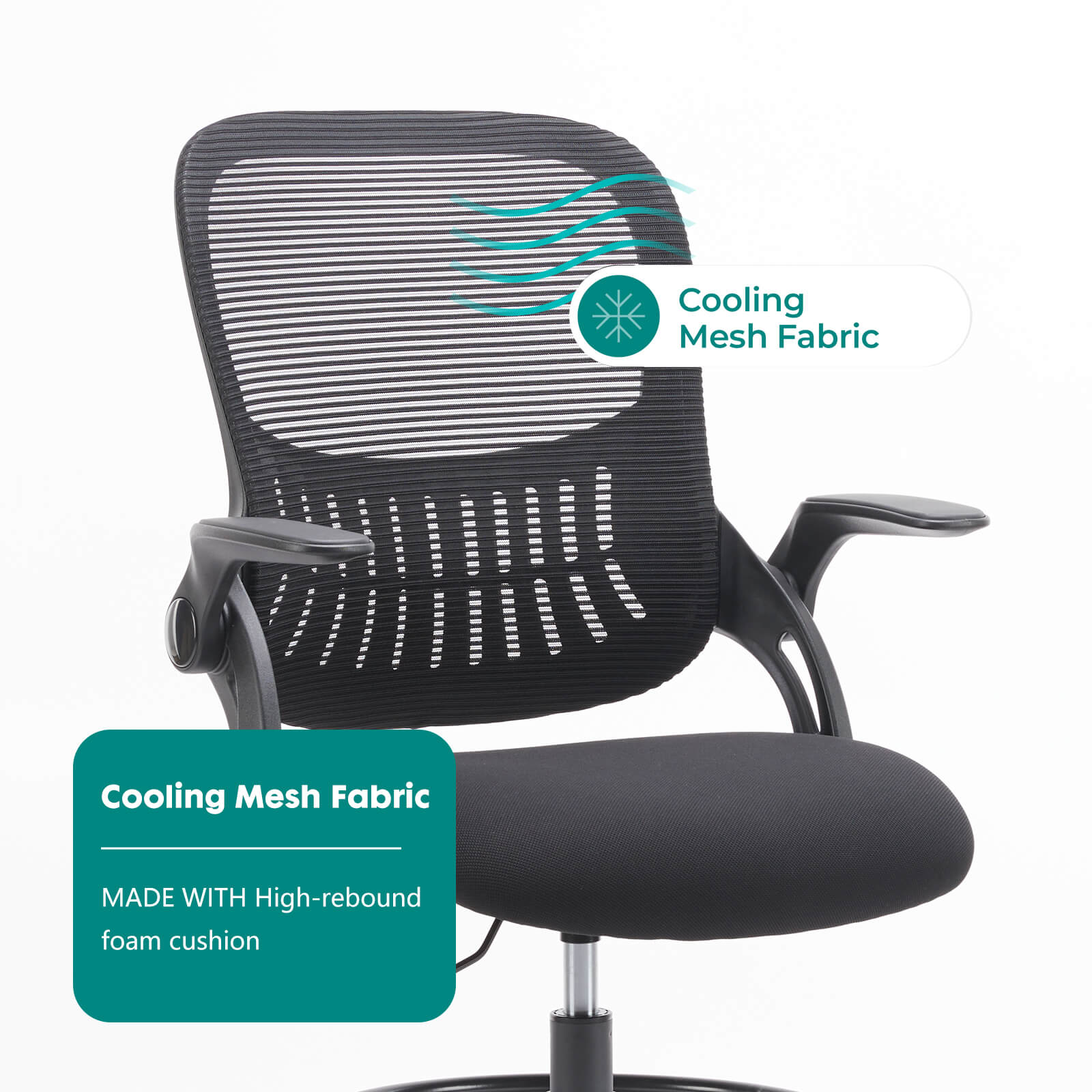 Office Computer Desk Chair, Ergonomic Chair with Flip-up Armrests and Lumbar Support, Height Adjustable, Breathable Mesh Back