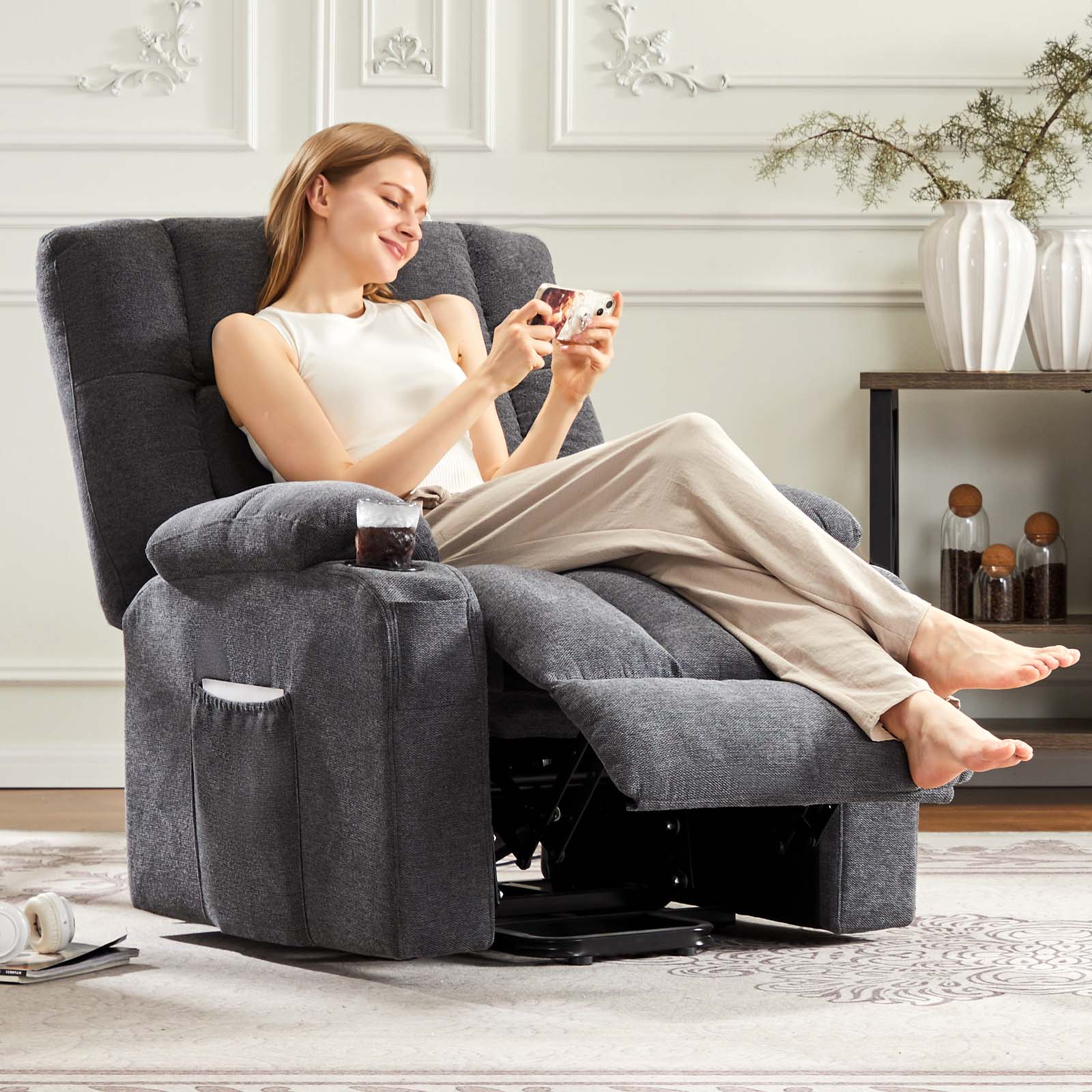 Electric massage recliner, heated, adjustable angle, relax your body. For home, office