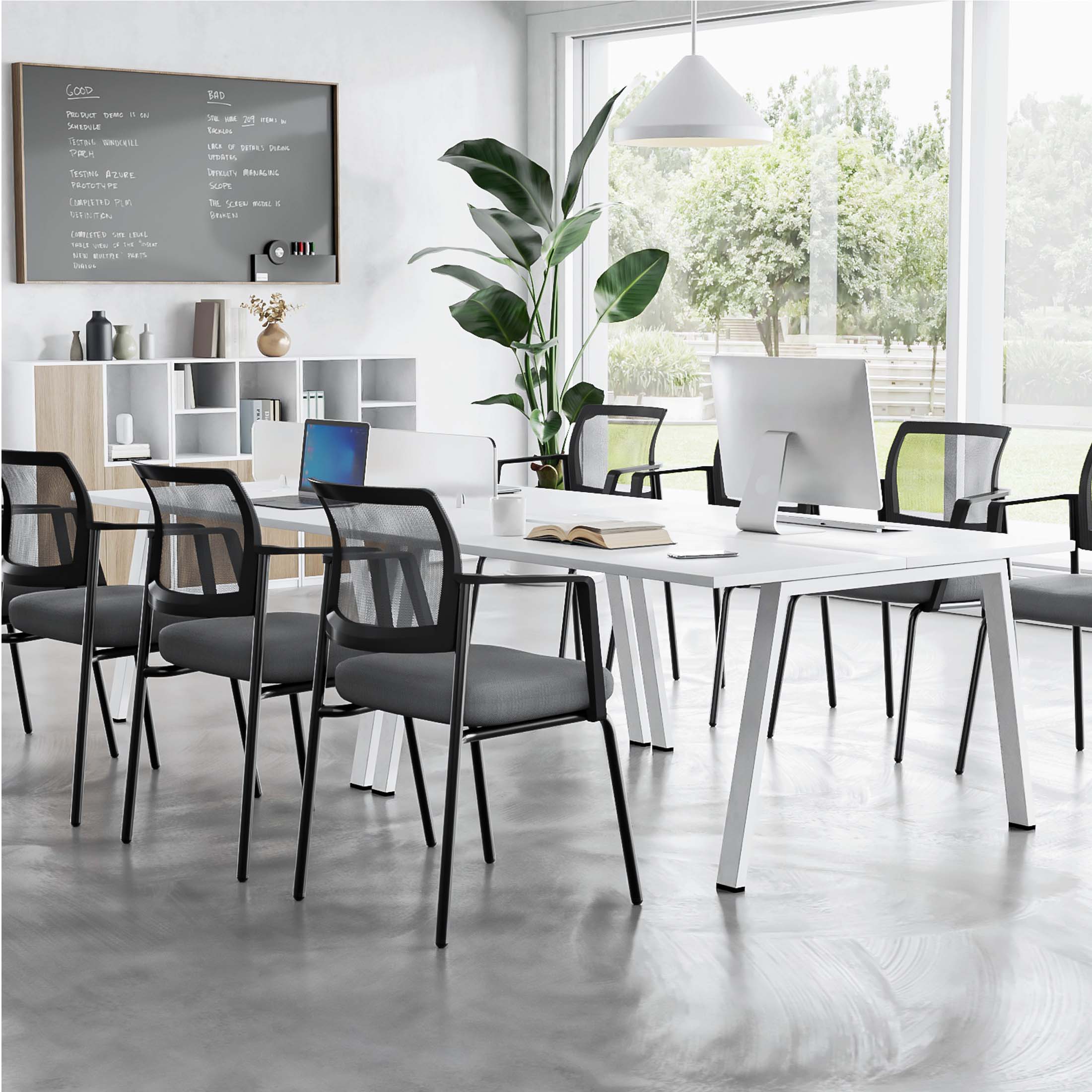 Mesh Back Arm Upholstered Fabric, Sturdy Metal Stacking Chairs, Easy to Use and Store, Outdoor and Indoor, for Home