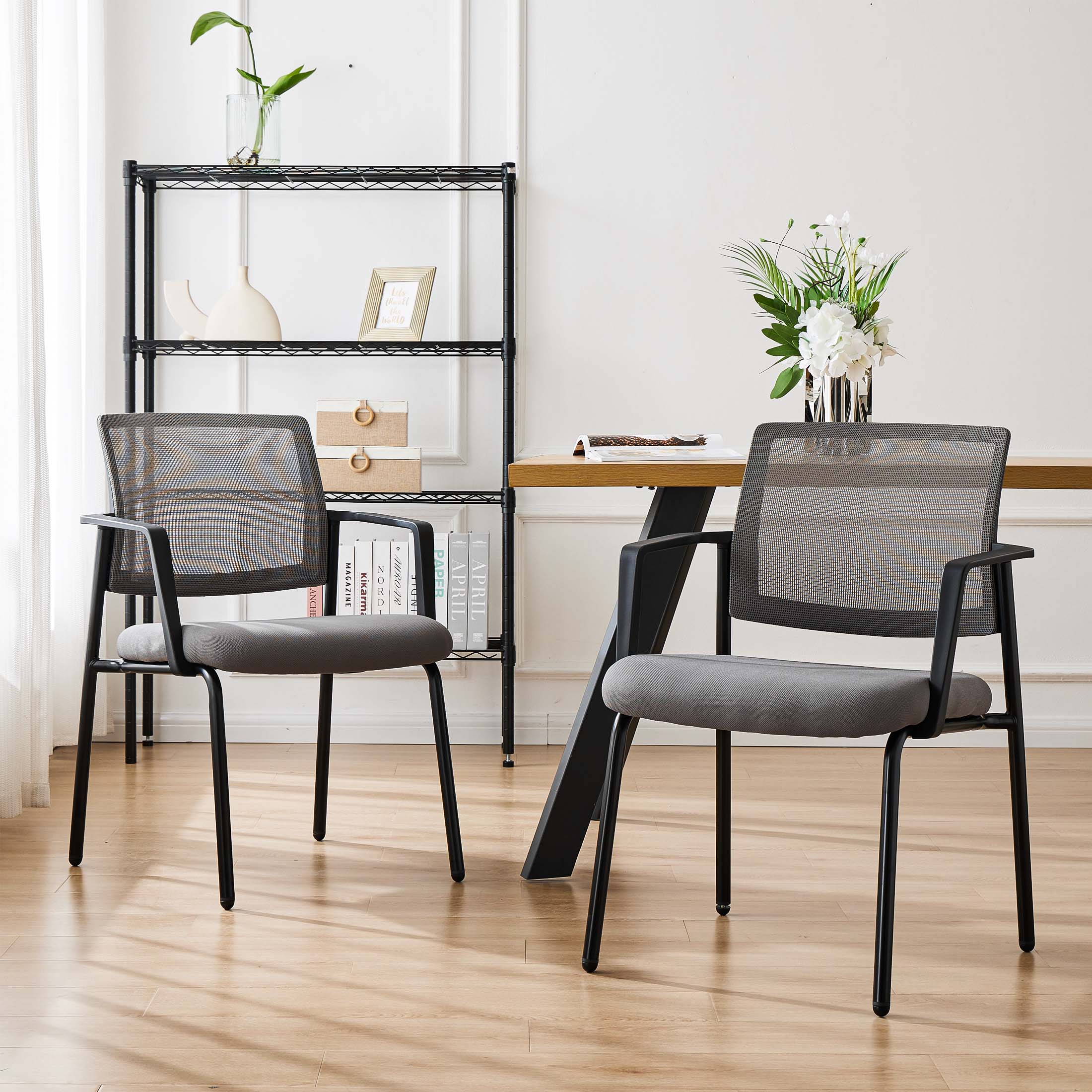 Mesh Back Arm Upholstered Fabric, Sturdy Metal Stacking Chairs, Easy to Use and Store, Outdoor and Indoor, for Home