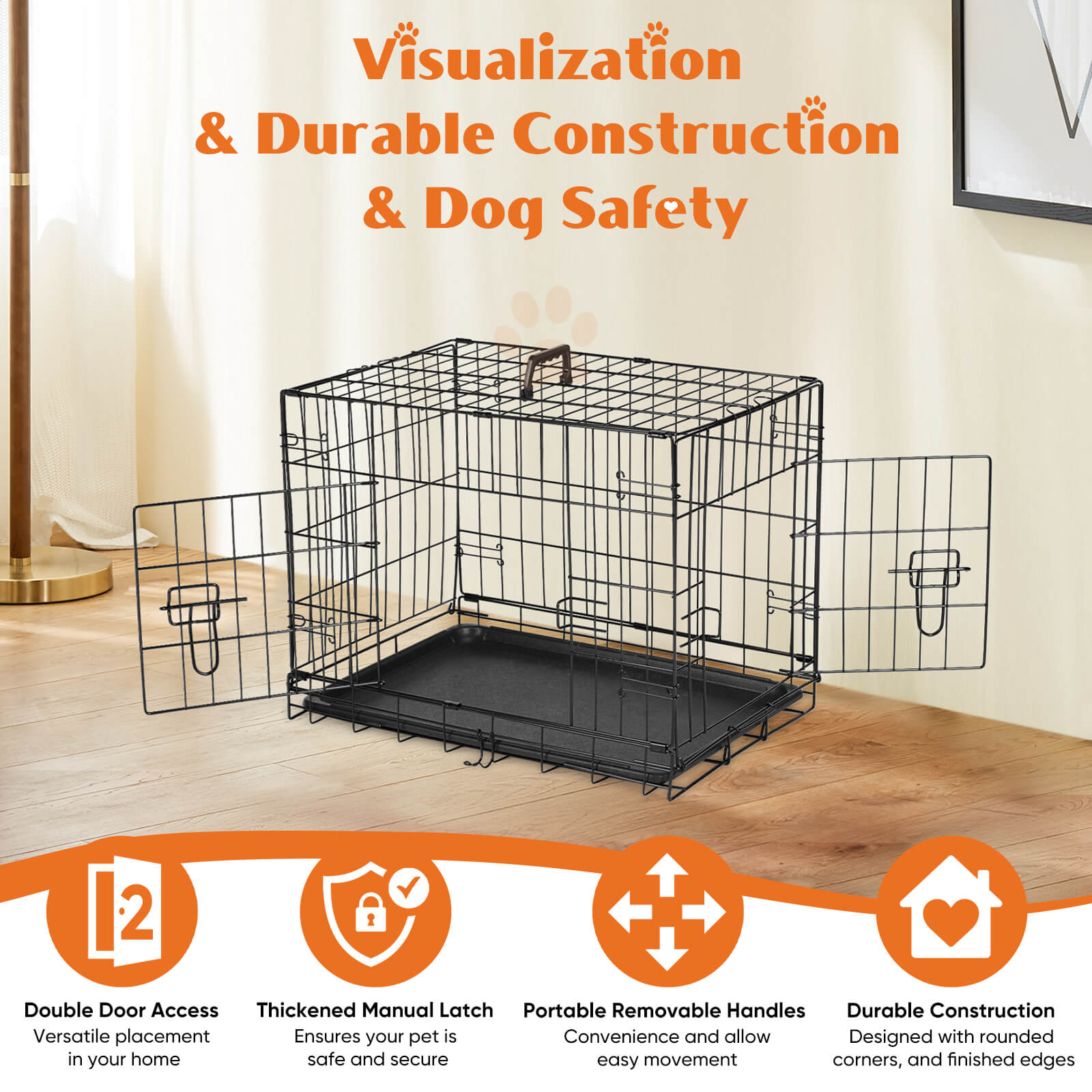 Double door dog crate with divider hotsell