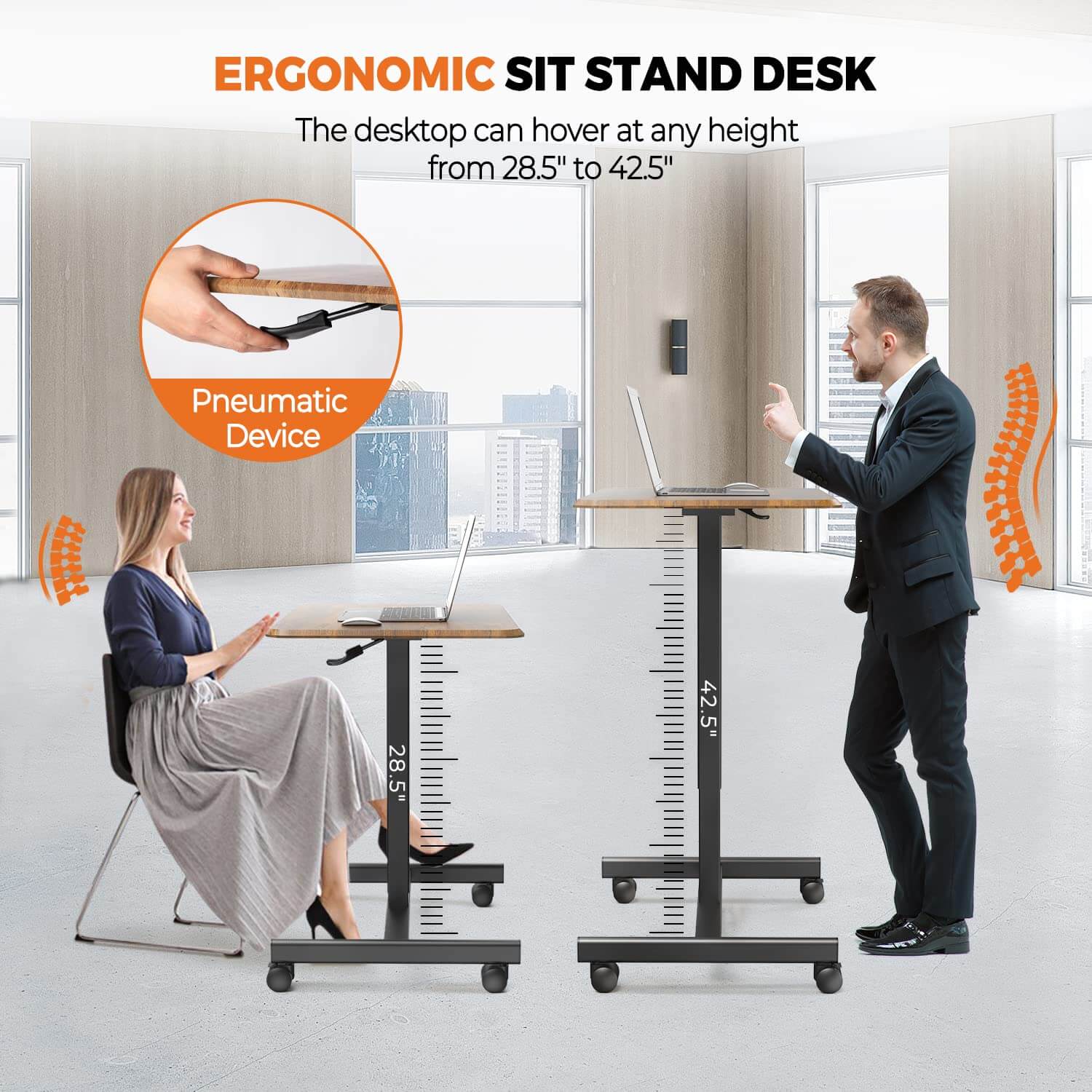 Rolling desk store adjustable height