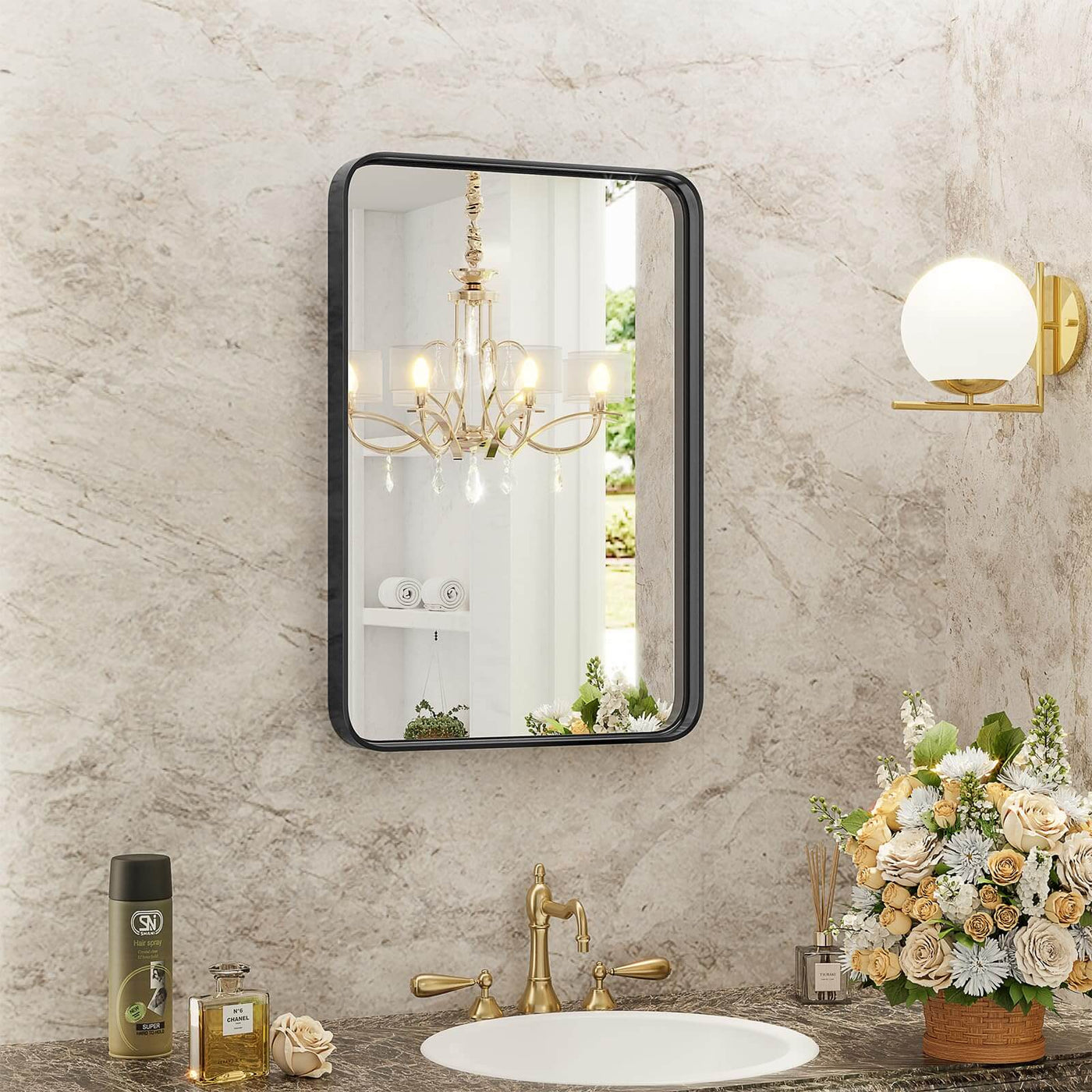 Bathroom Mirror Vanity Mirror for Wall,Aluminum Alloy Framed Wall Mirr