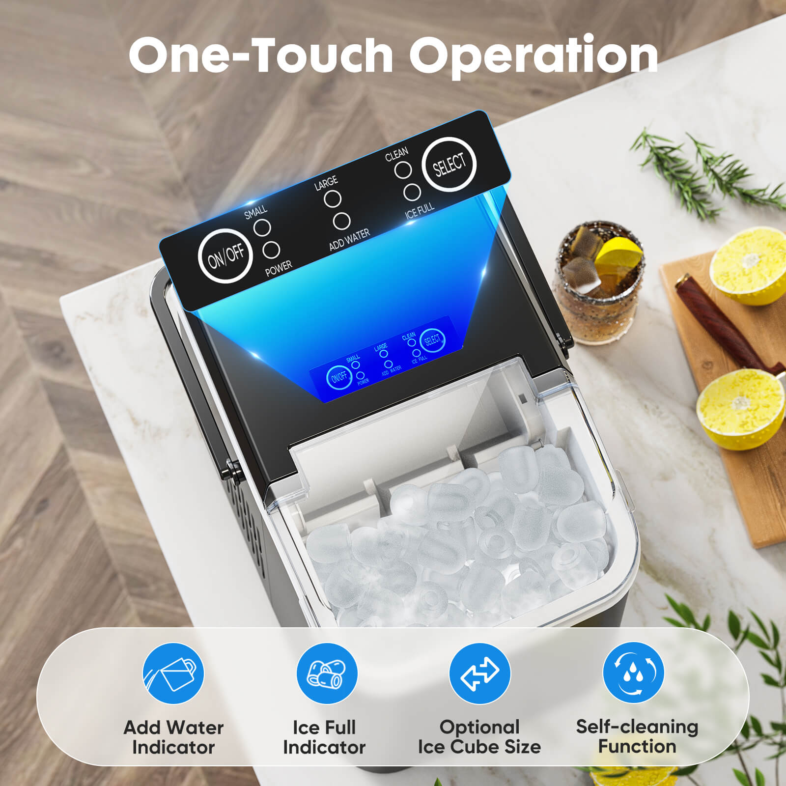 Ice Makers Countertop, Self-Cleaning Function, Portable Electric
