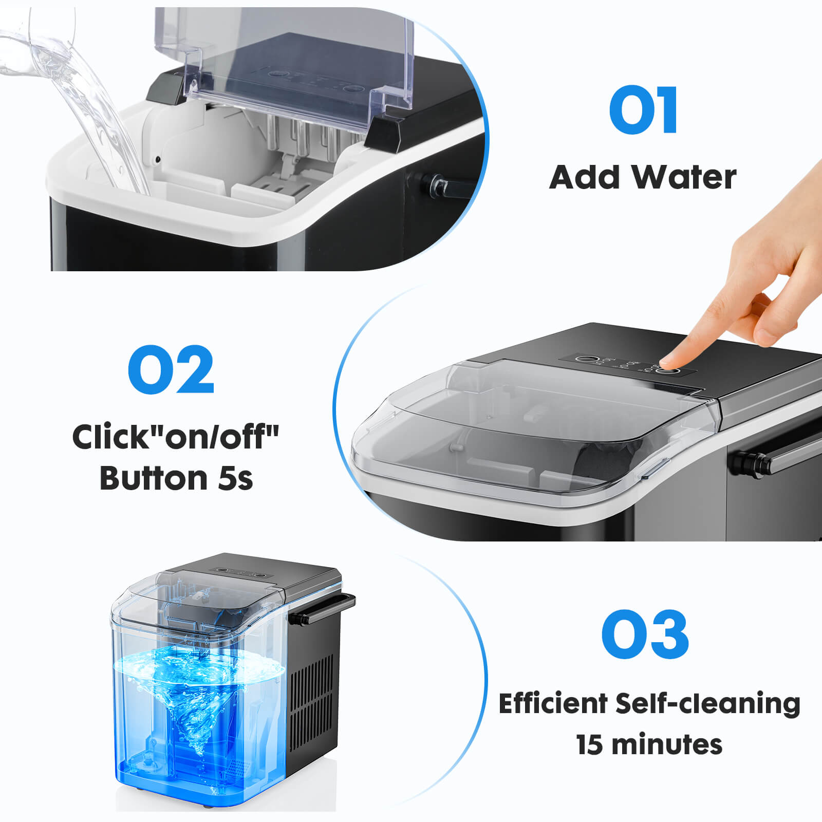 Smart Countertop Ice Makers, Self-Cleaning, Portable Ice Maker