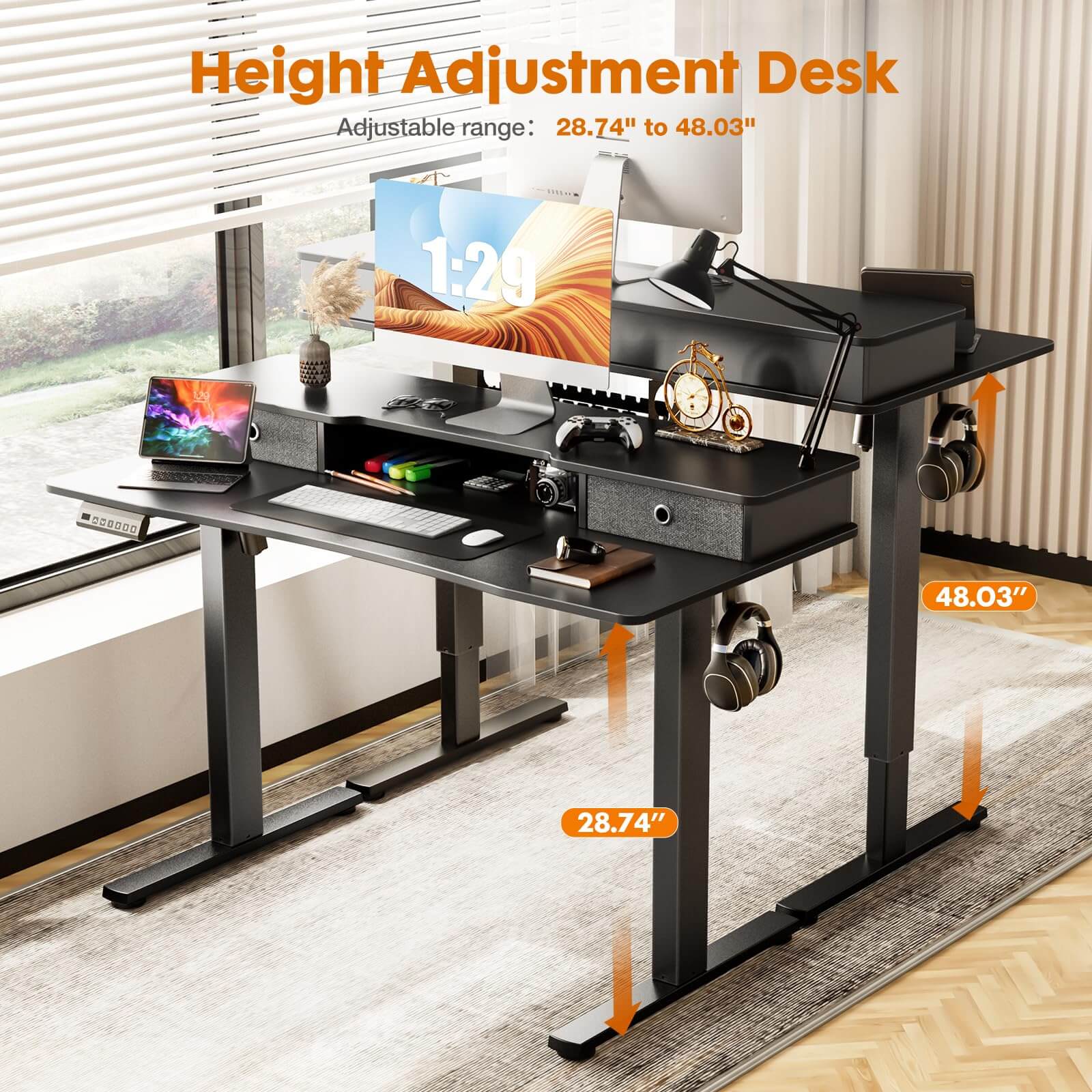 double-height-adjustable-electric-standing-desk#Color_Black#Size_55 in