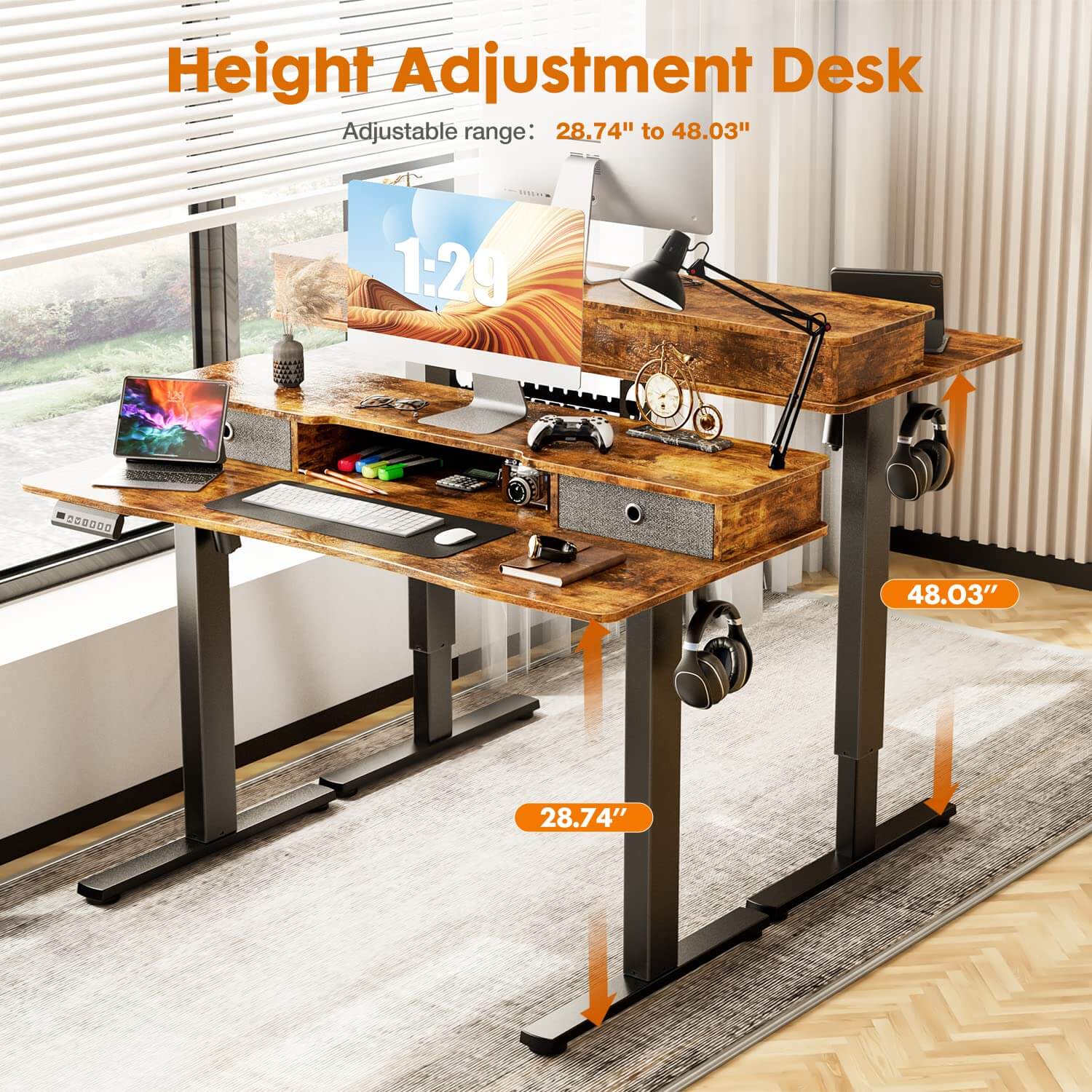 double-height-adjustable-electric-standing-desk#Color_Brown#Size_48 in