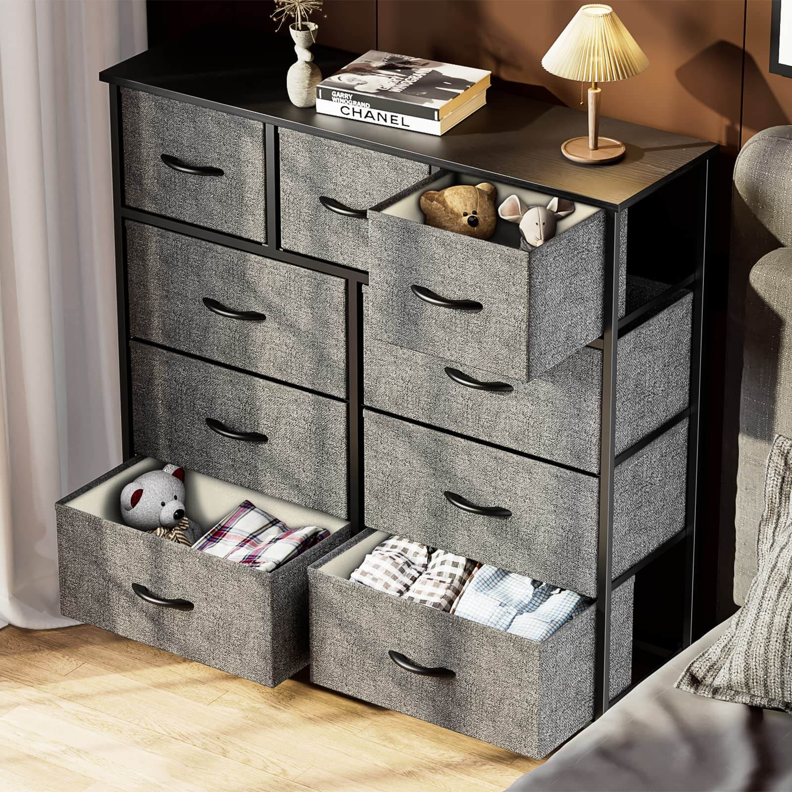 dresser-storage-tower-9-bins-drawers#Color_Gray