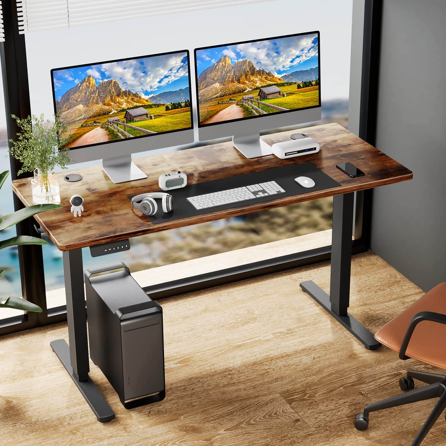 electric-adjustable-standing-desk#Color_Brown#Size_55'' x 24"
