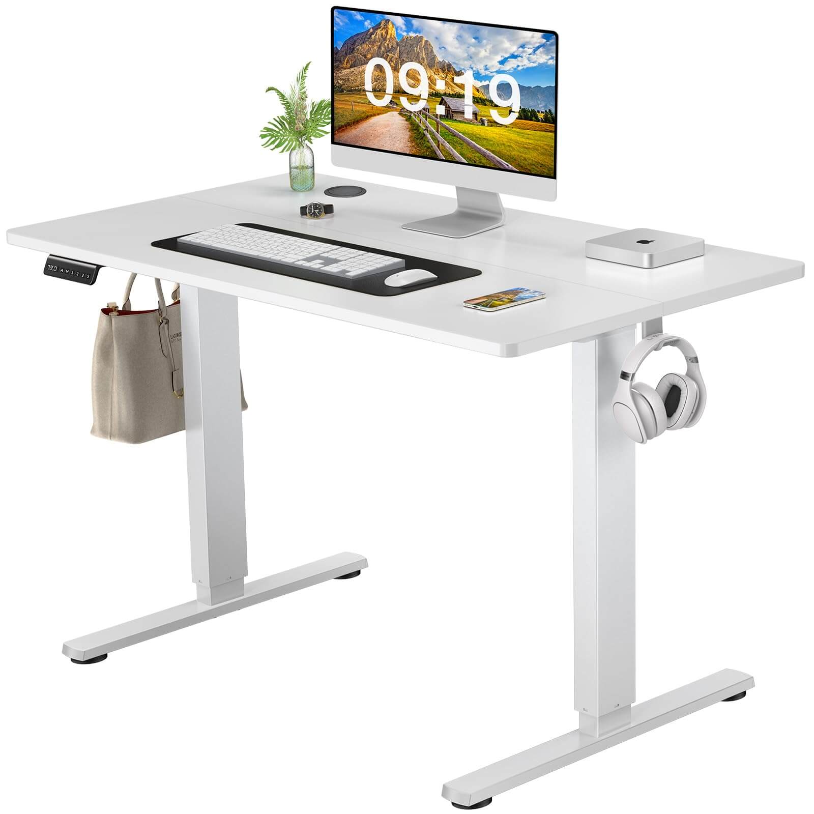 Power adjustable shop height desk