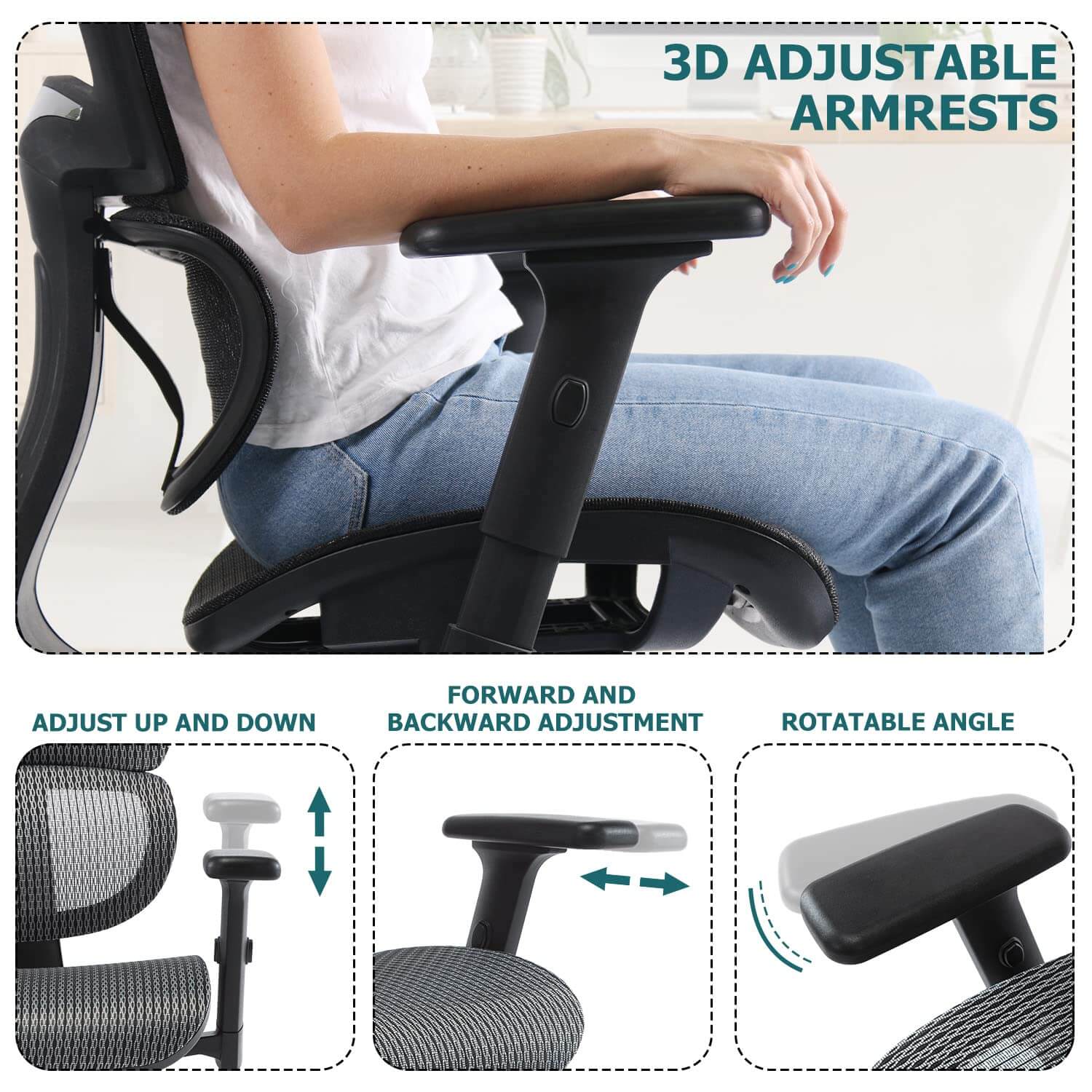 Large High Back Computer Chair with Dynamic Lumbar Support Tilt and L