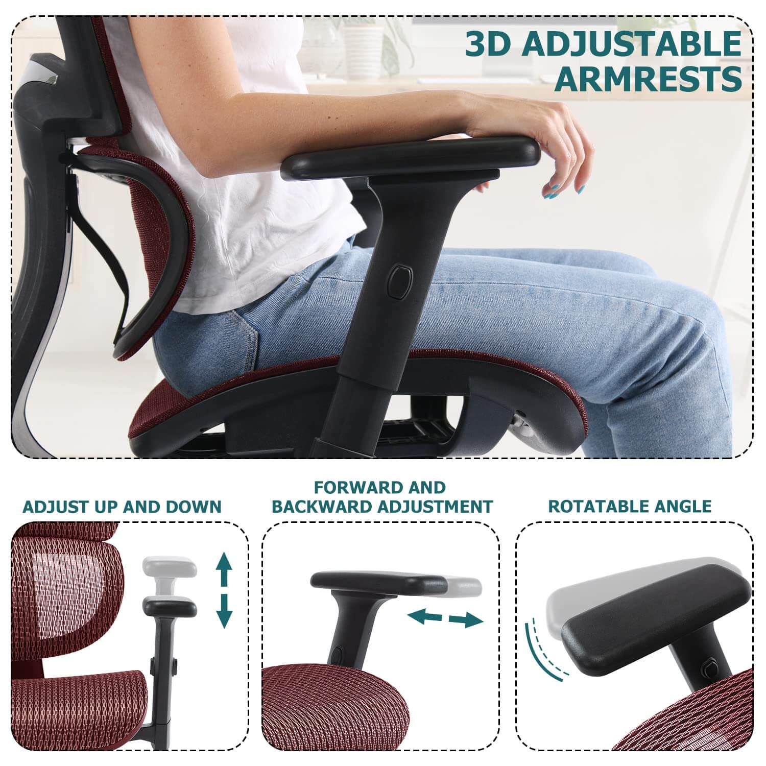 Large High Back Computer Chair with Dynamic Lumbar Support Tilt and L