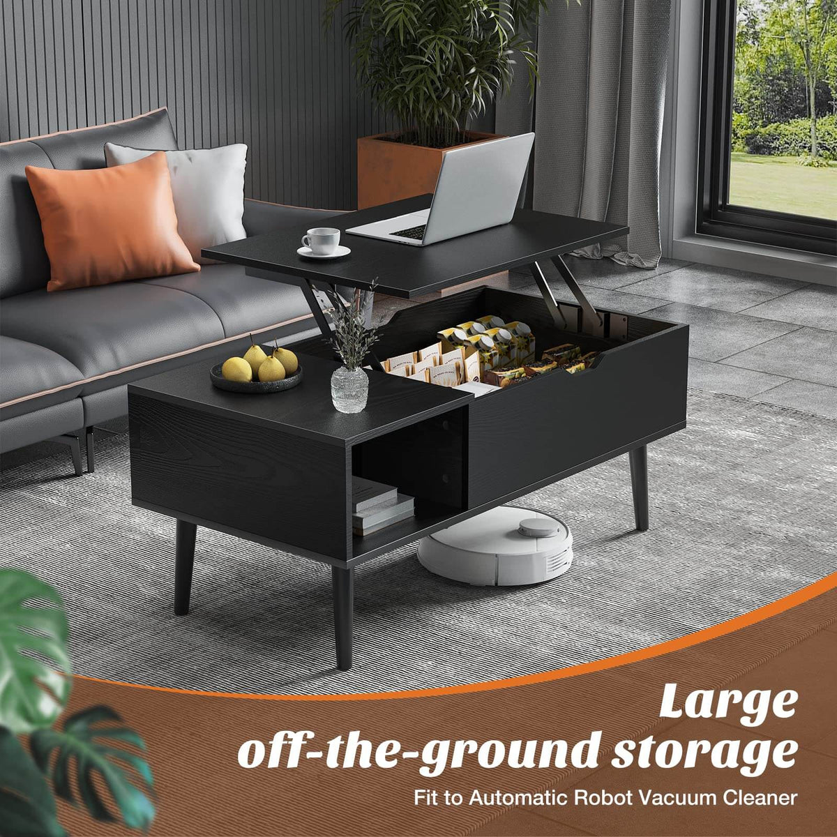 Sweetcrispy Coffee Table Liftable with Storage for Living Room