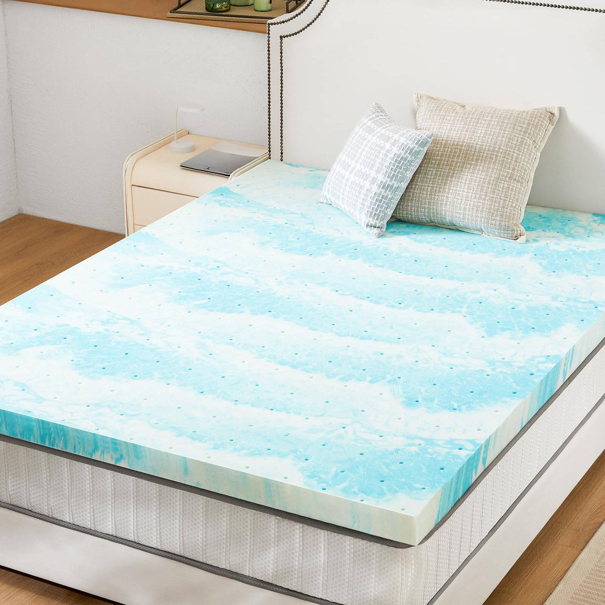 Memory Foam Cooling Gel Swirl Infused Bed Topper for Back Pain