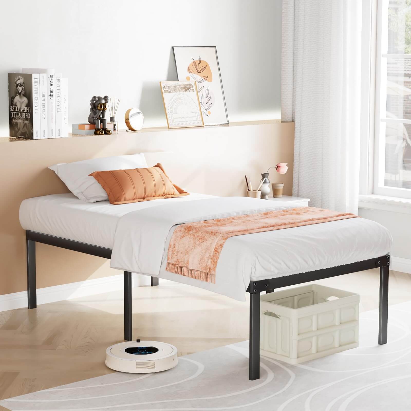 Sturdy metal deals bed frame queen