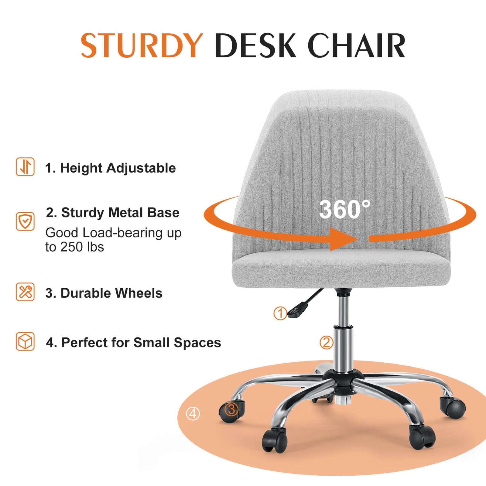 Desk chair height discount adjustable