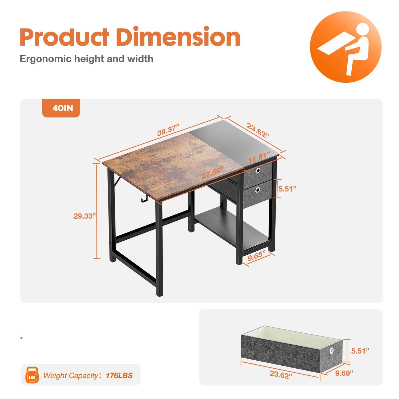Sweetcrispy Computer Desk Home Office Desk 55 inch Writing Desks Small Space Desk Study Table Modern Simple Style Work Table with Storage Bag Headphon