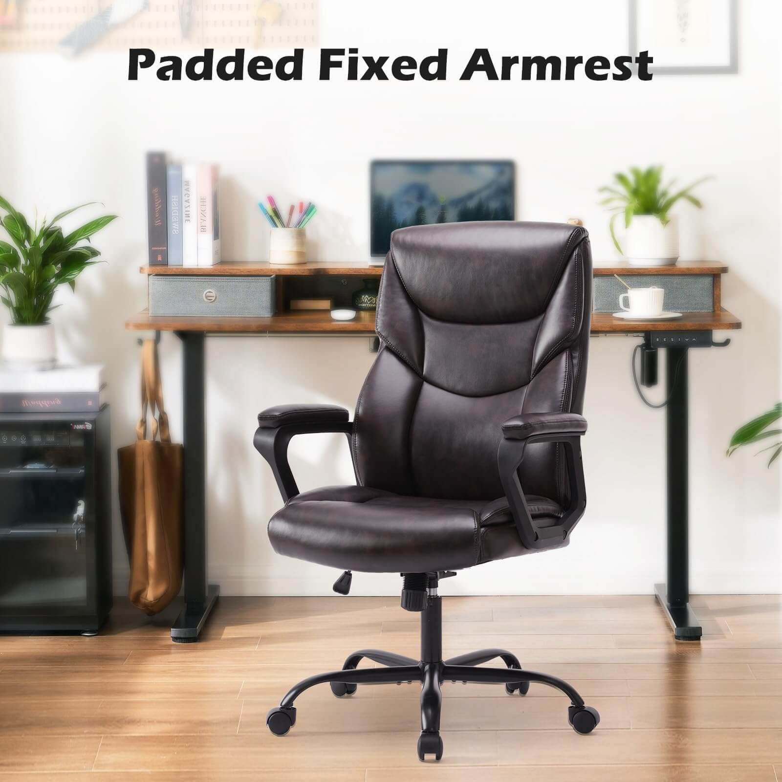 pu-leather-office-chair#Color_Brown#Styles_Fixed Armrest