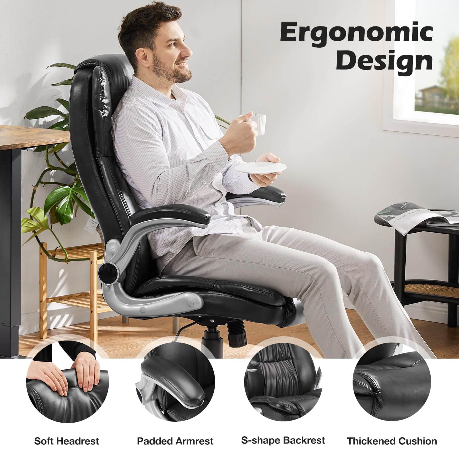 Flip up arm online office chair