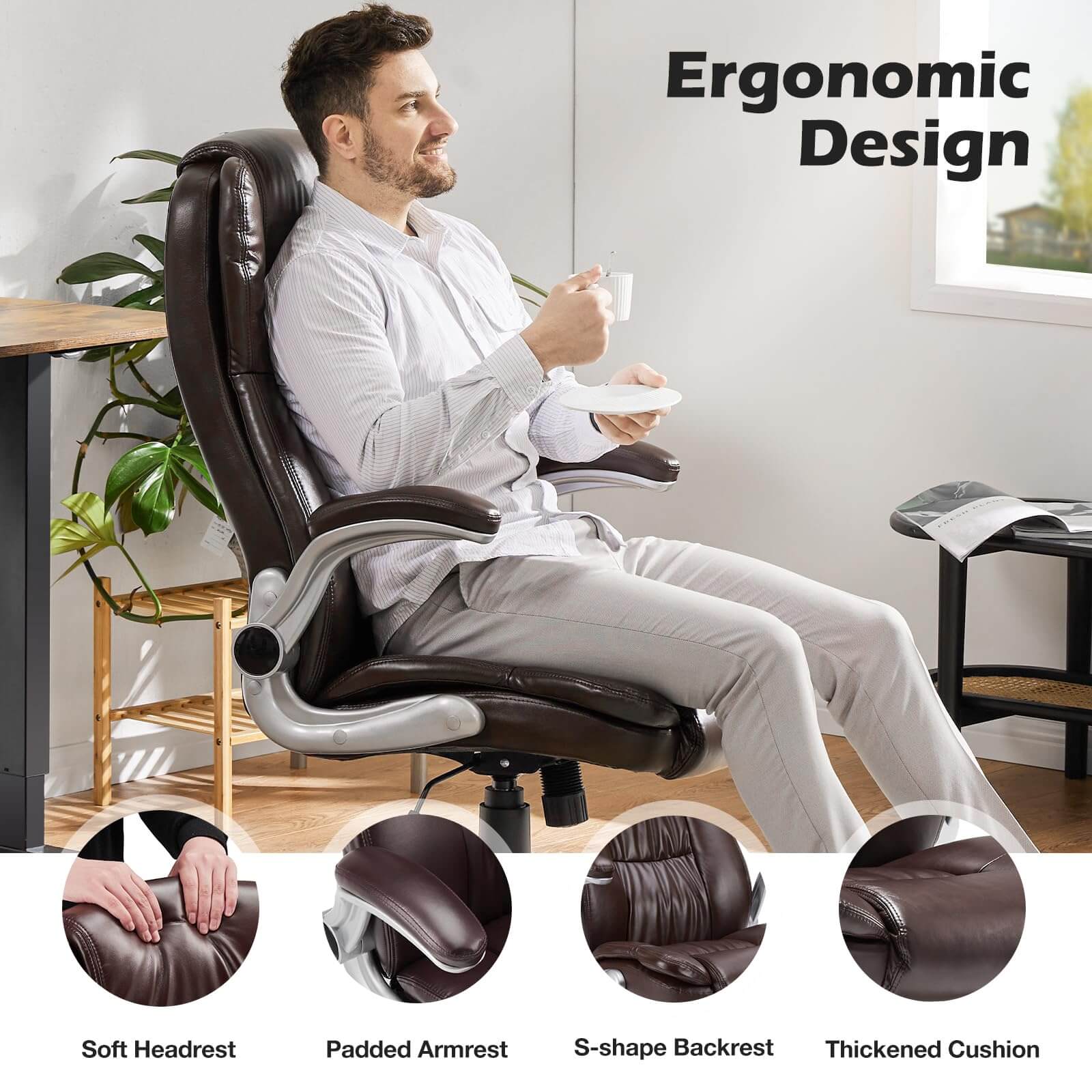 Ergonomic office chair 2024 with flip up arms