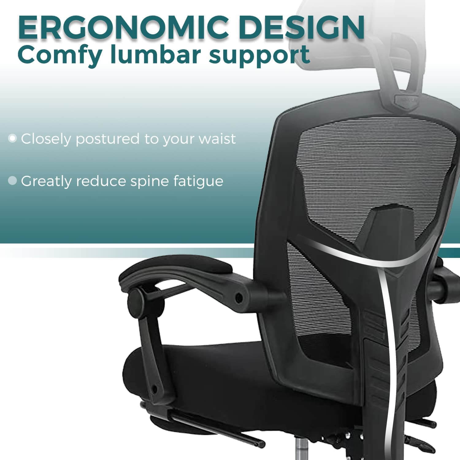 Retractable Footrest Ergonomic Swivel Office Chair with Lumbar Support