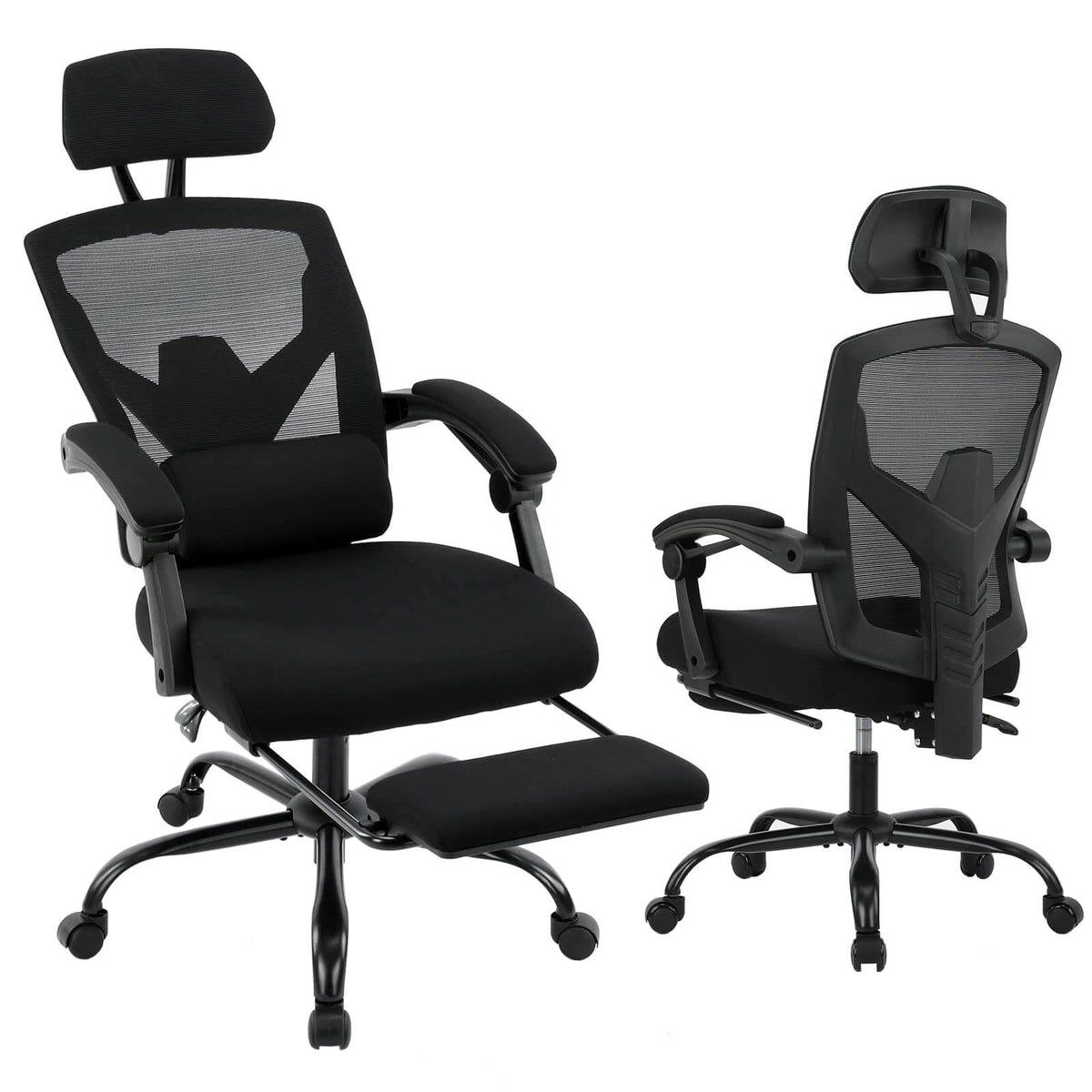 Retractable Footrest Ergonomic Swivel Office Chair with Lumbar Support