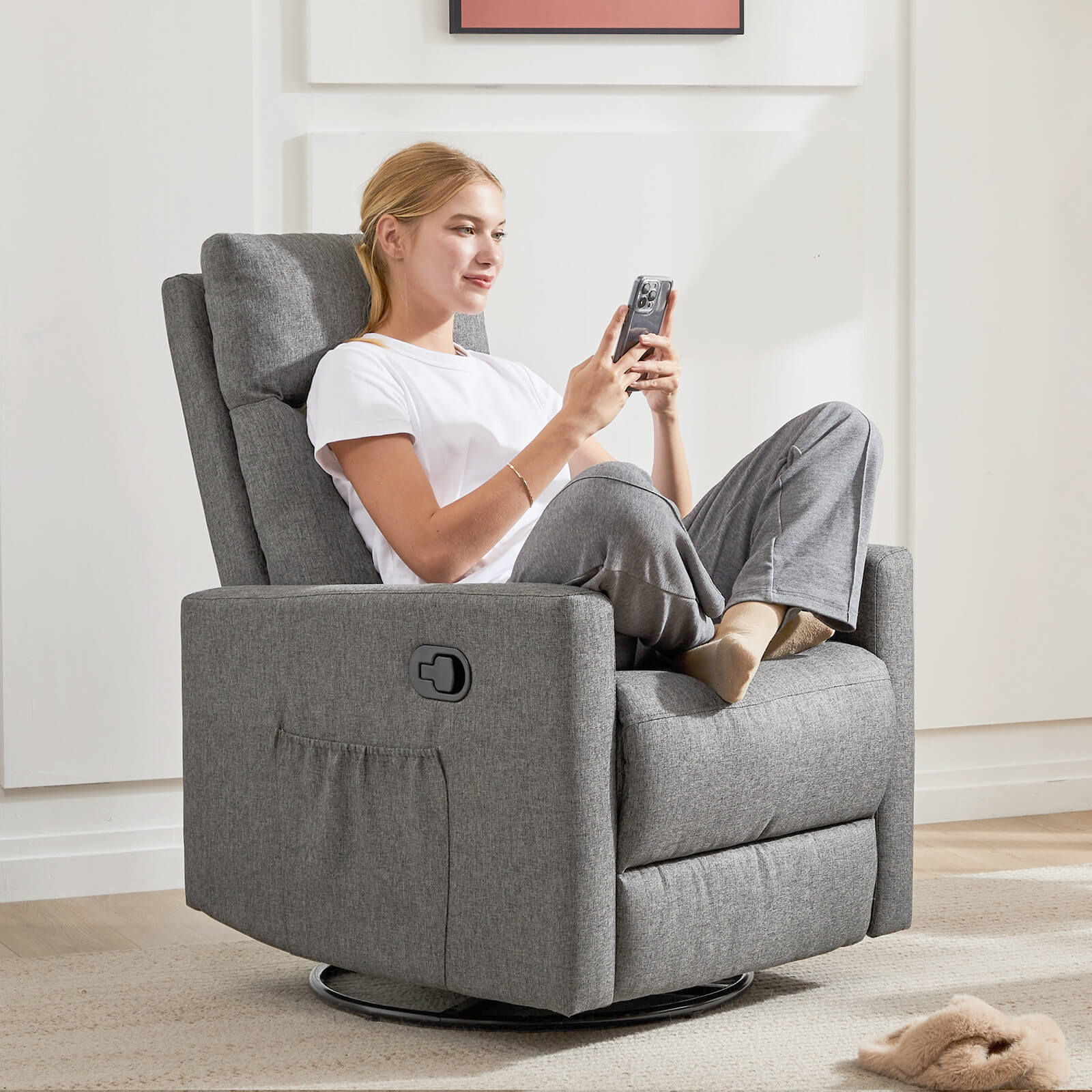 Grey recliner 2025 rocking chair