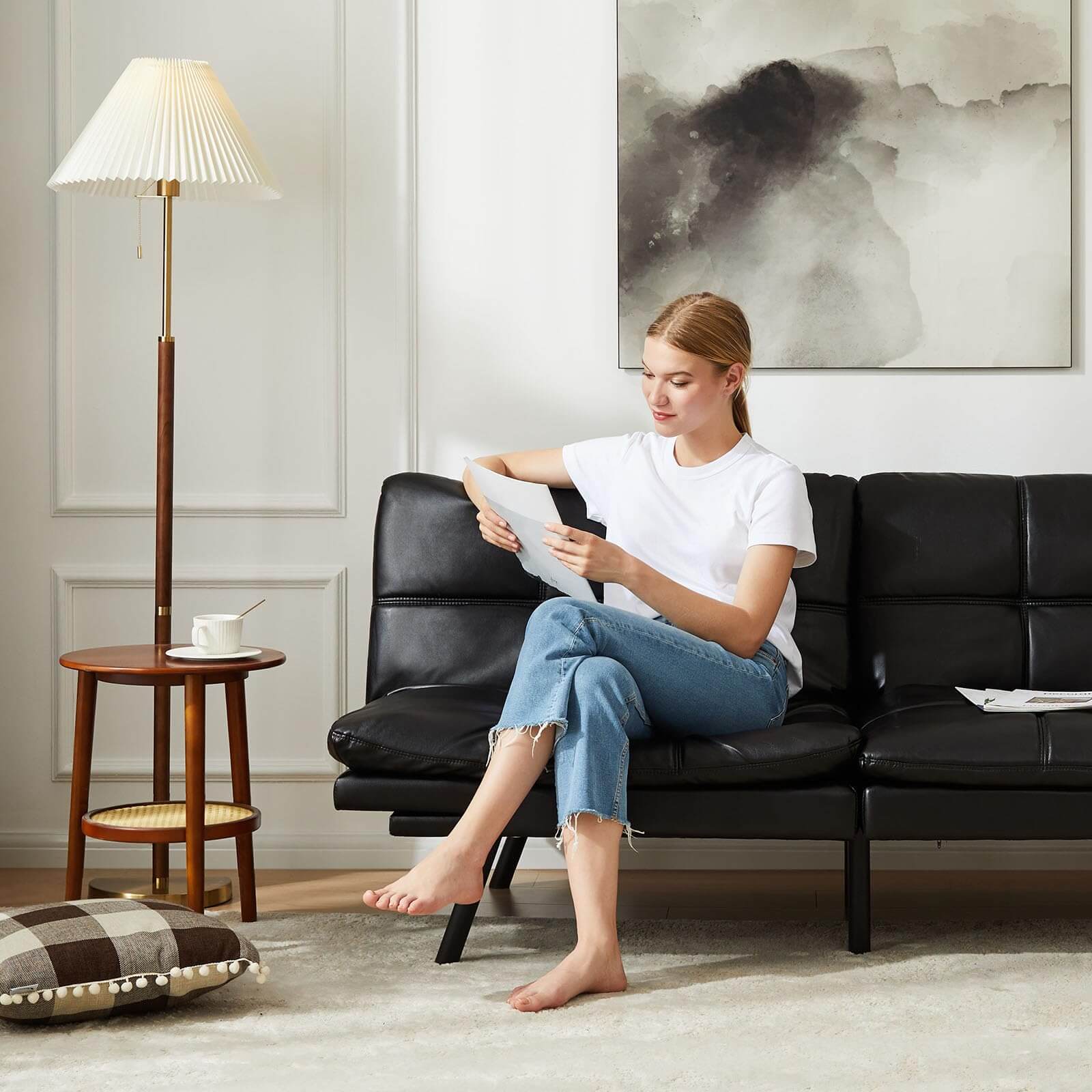 Sweetcrispy Sleeper 可转换沙发床、记忆海绵沙发、可转换双人沙发，适用于客厅