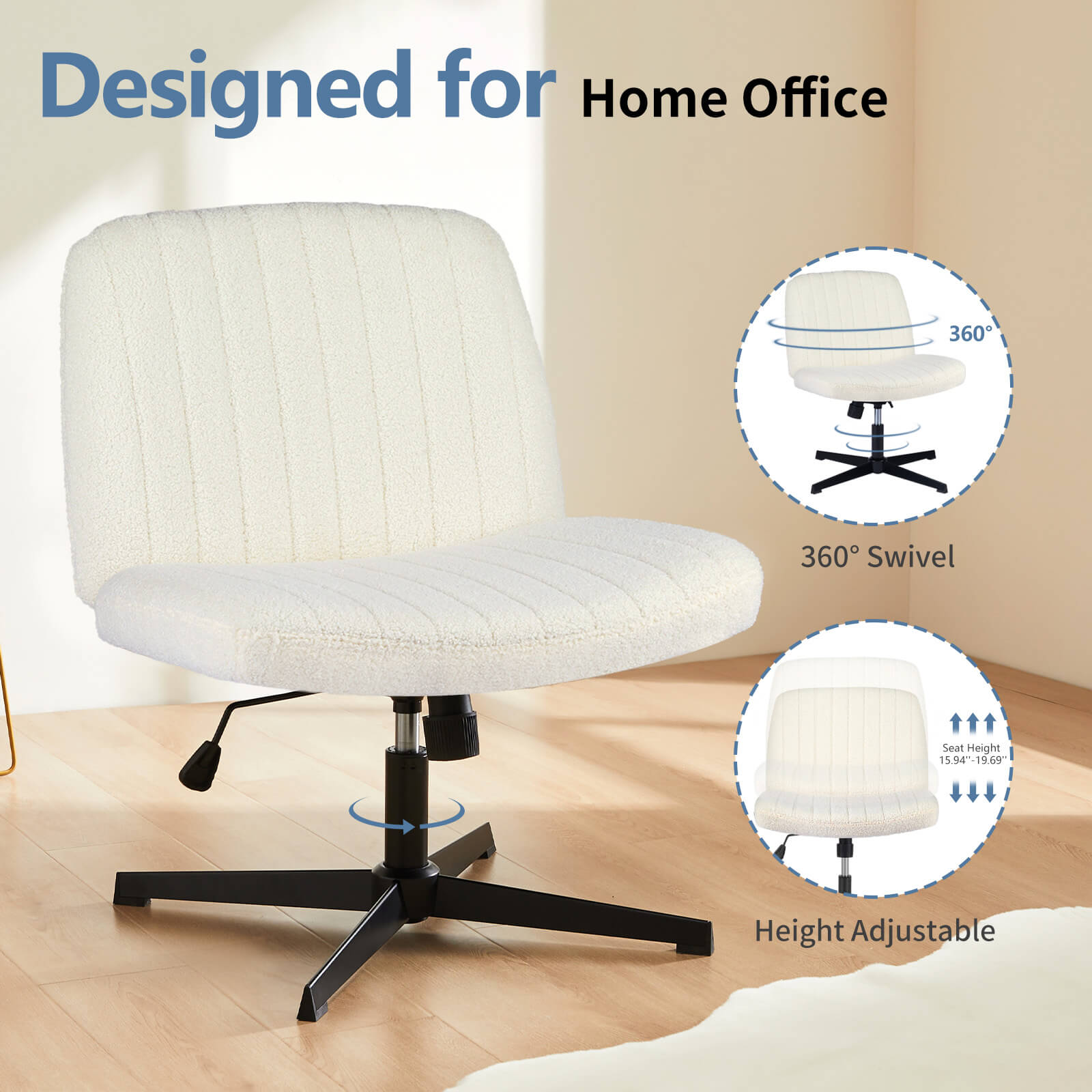 White swivel desk chair best sale with arms