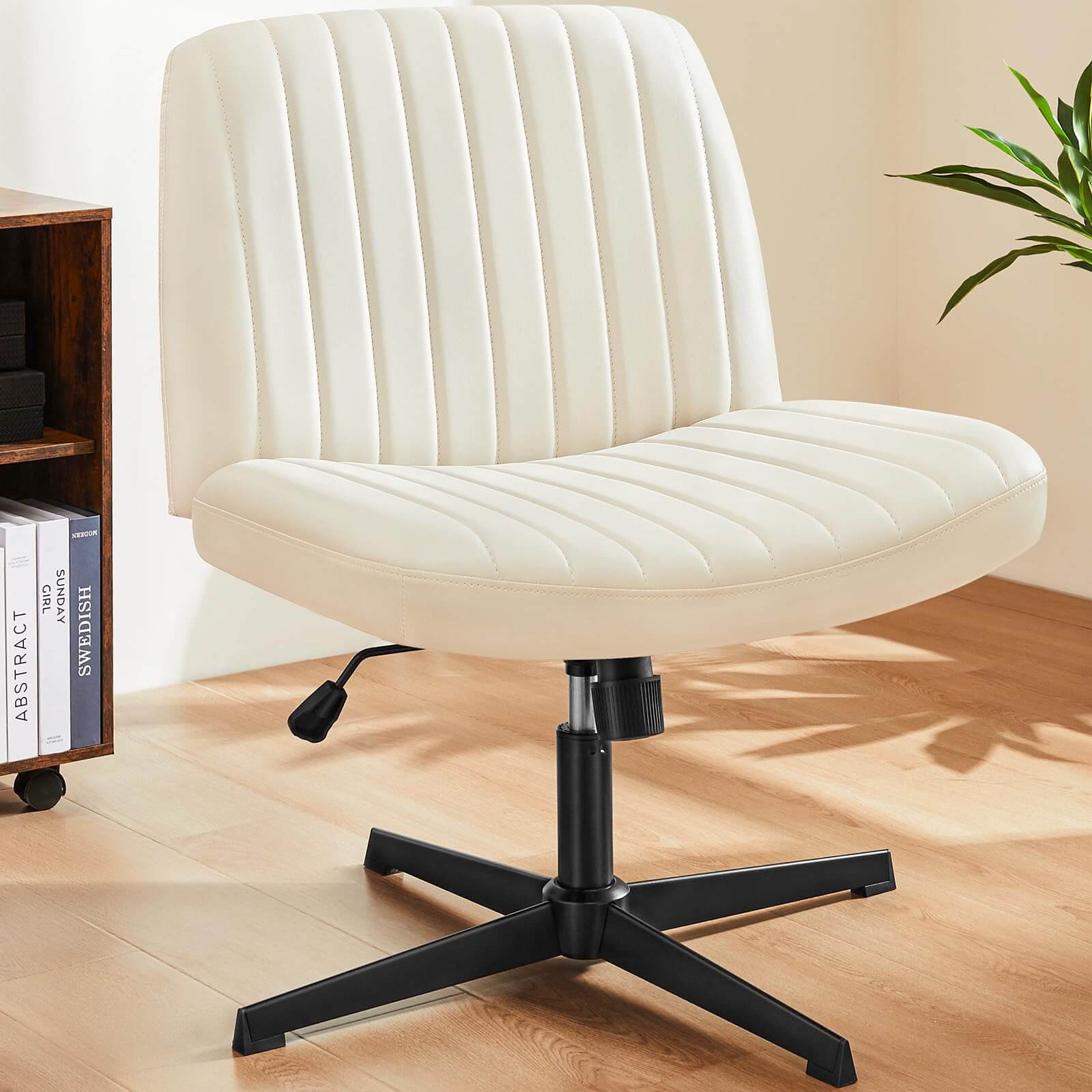 SWEETCRISPY Cross-Legged Chair,No Wheels Armless Swivel Home Office Chair